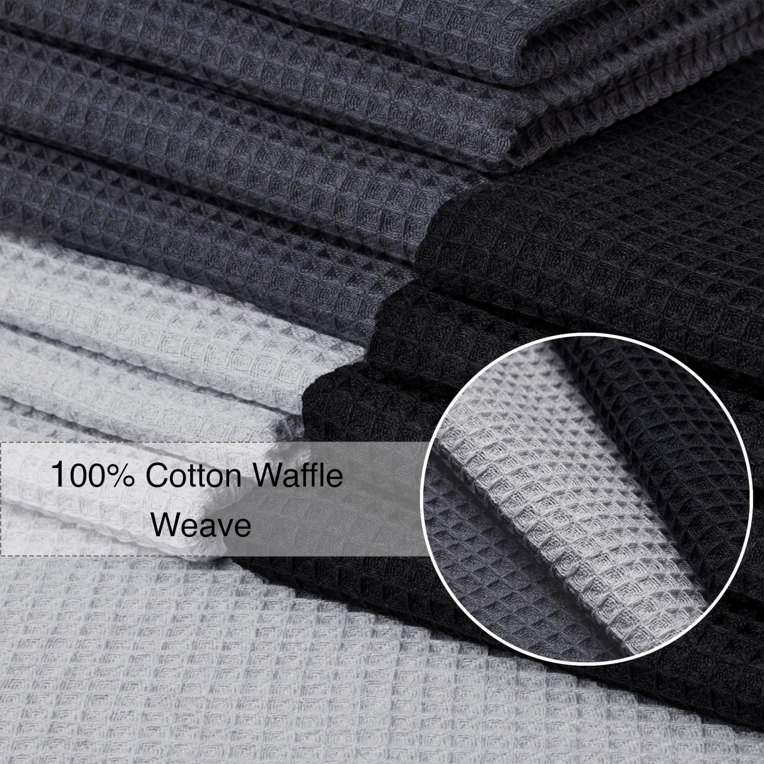 Encasa Homes Anti-Odour Waffle Kitchen Dish Towels, 28''X18'' (12 Pc Set) Highly Absorbent, Tea Towels For Cleaning & Quick Dryi
