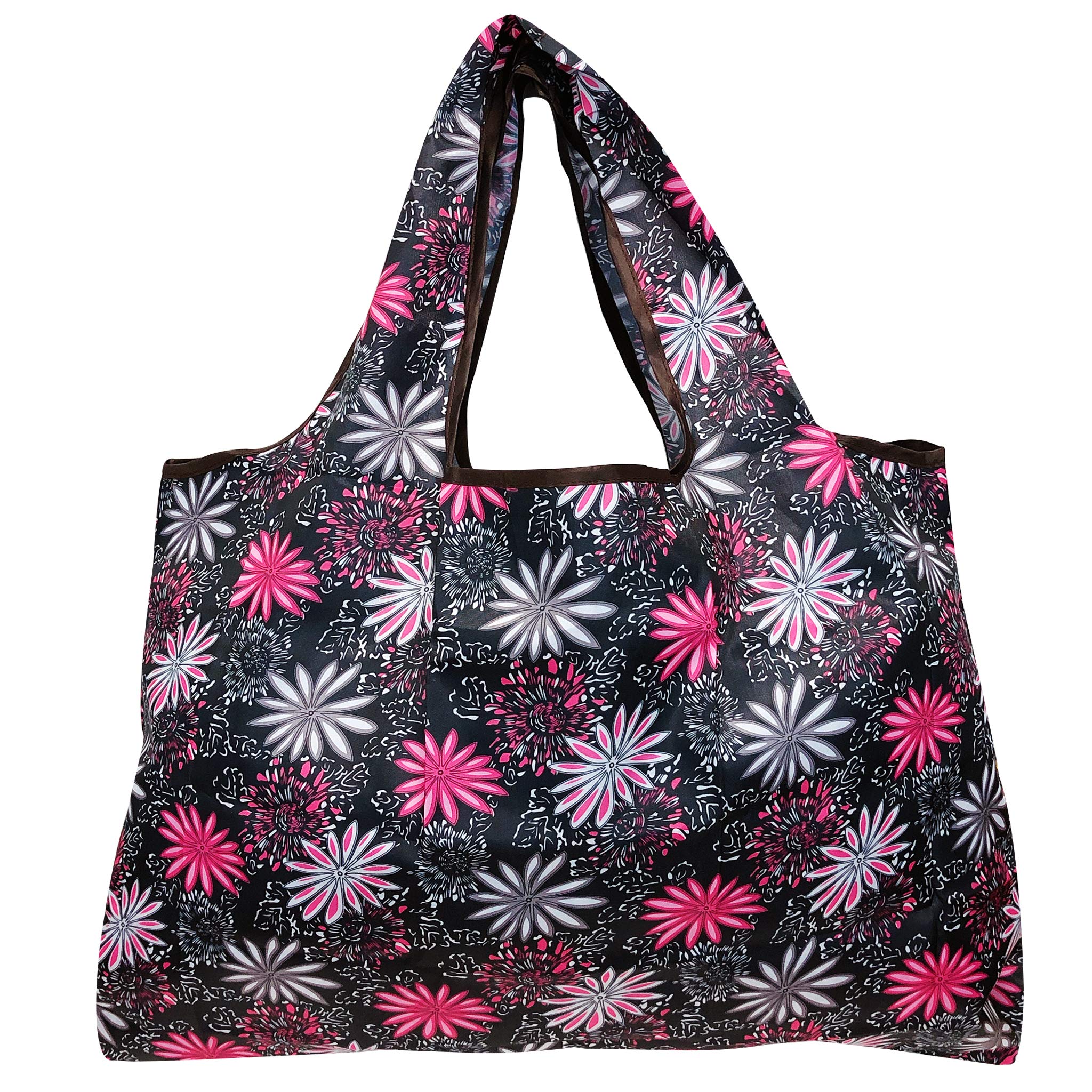 Wrapables Eco-Friendly Large Nylon Reusable Shopping Bags (Set Of 3), Bright Floral