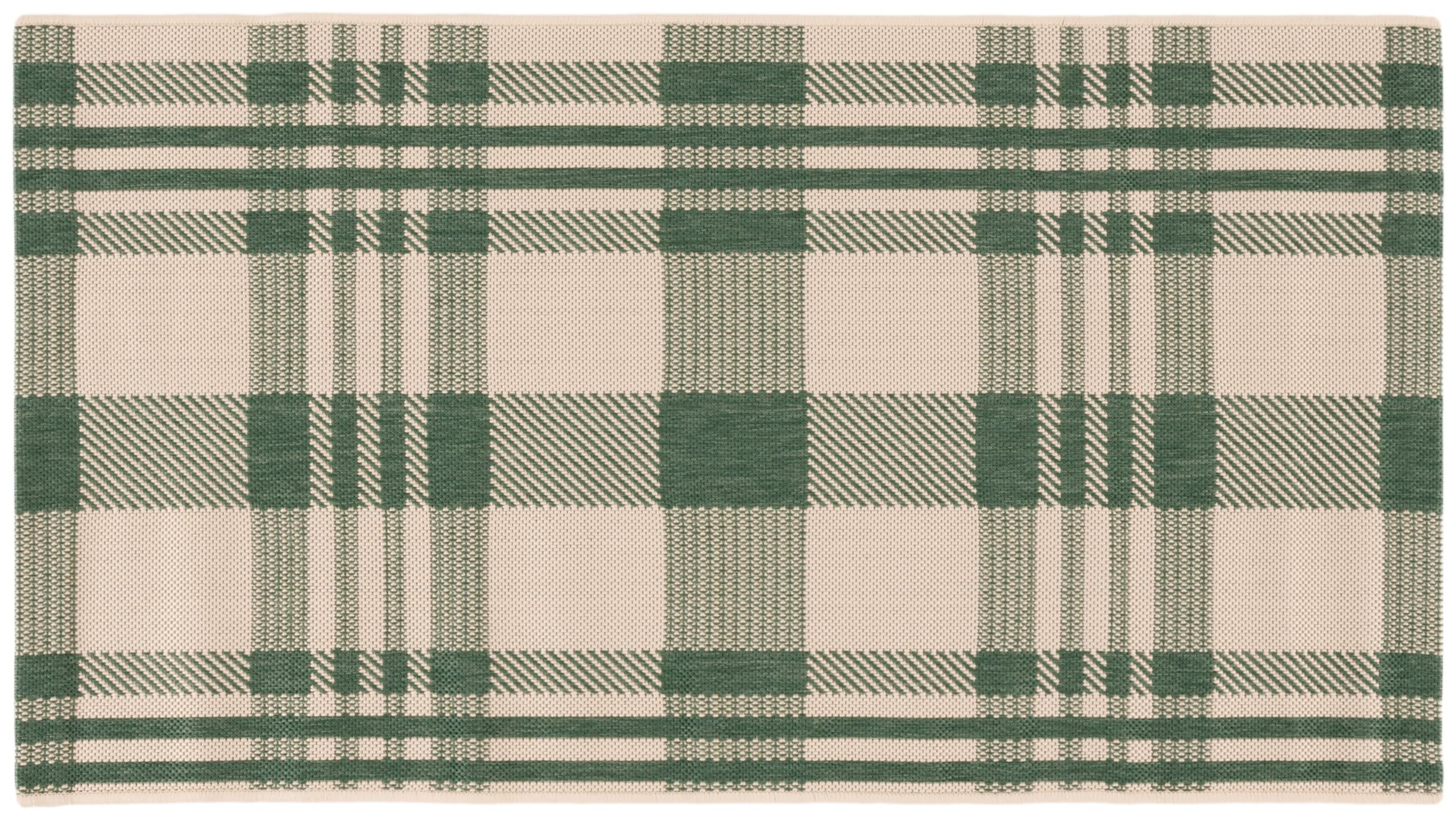SAFAVIEH Courtyard Collection Accent Rug - 27 x 5, Green & Beige, Indoor/Outdoor & Washable, Ideal for High Traffic Areas in P