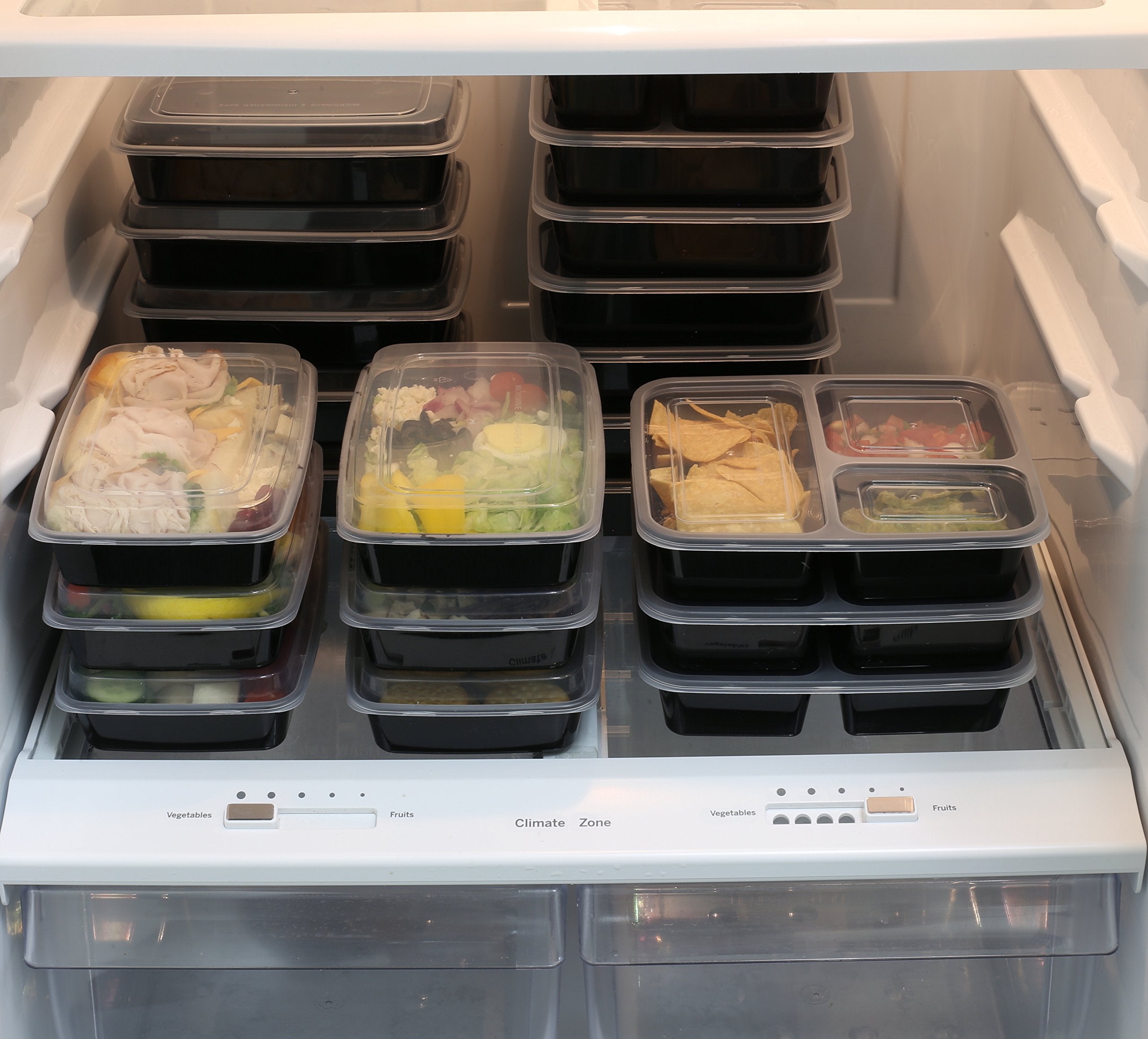 10 Pack - Simplehouseware 3 Compartment Food Grade Meal Prep Storage Container Boxes (36 Ounces)