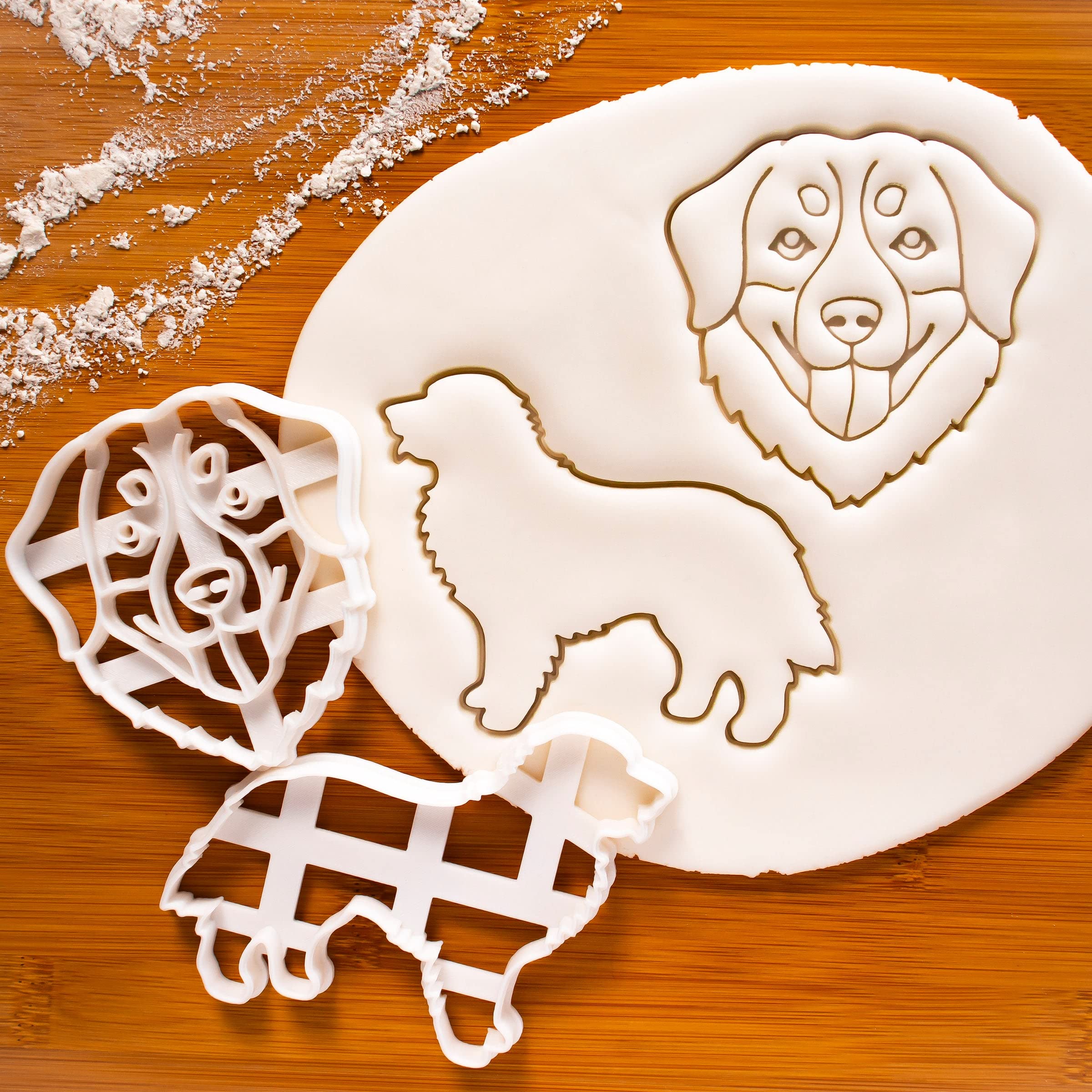 Set Of 2 Bernese Mountain Dog Cookie Cutters (Designs: Face And Silhouette), 2 Pieces - Bakerlogy