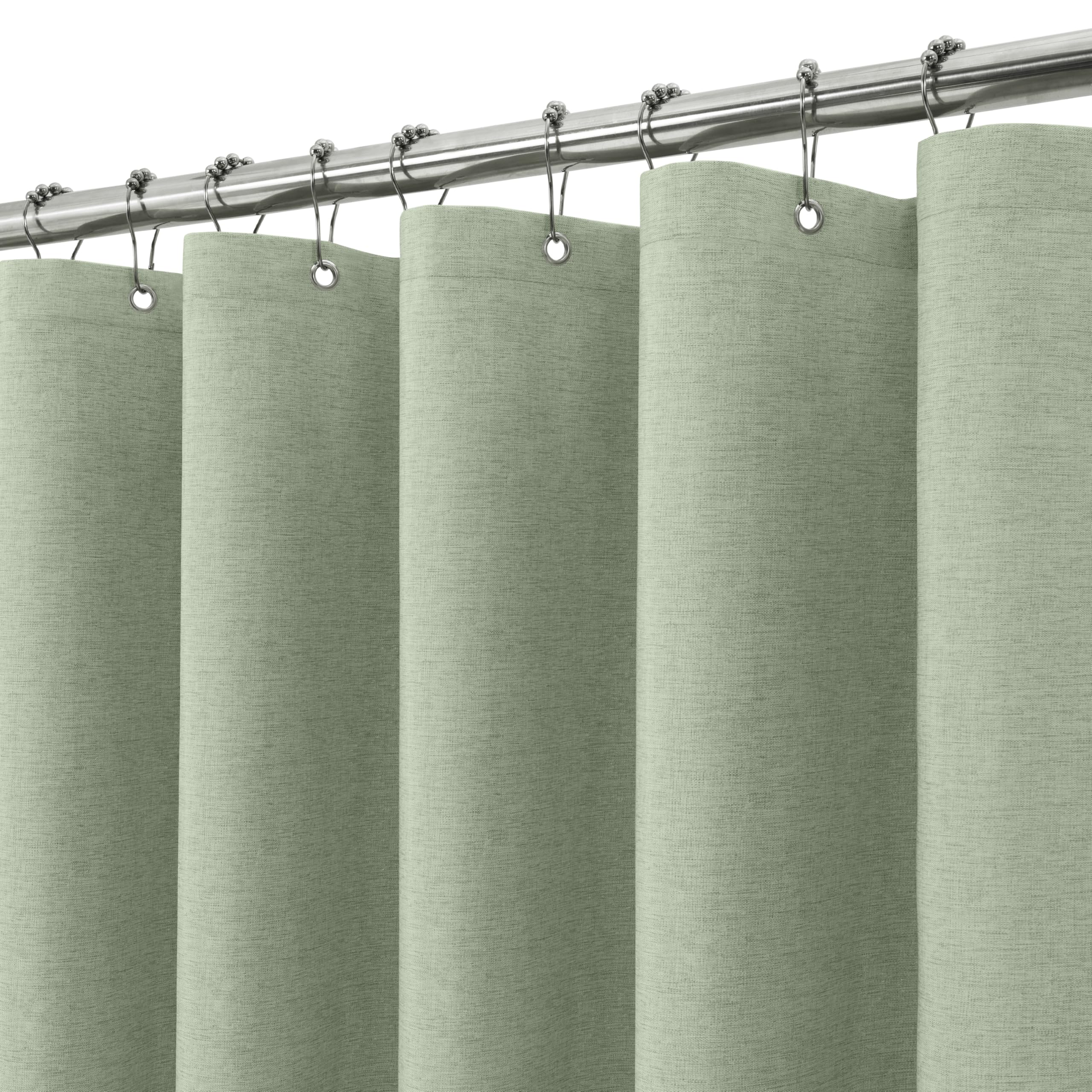VANZAVANZU Shower Curtain with Metal Hooks Linen Fabric Shower Curtain Heavy Duty Bath Curtain for Bathroom and Bathtubs, Hotel 