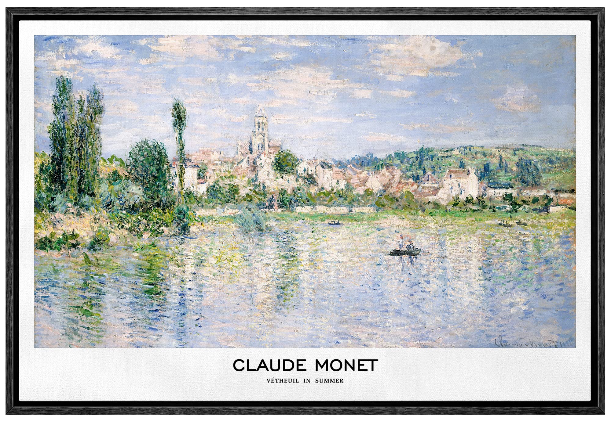 Wall26 Framed Canvas Print Wall Art Vetheuil In Summer By Claude Monet Historic Classical Illustrations Fine Art Decorative Vint