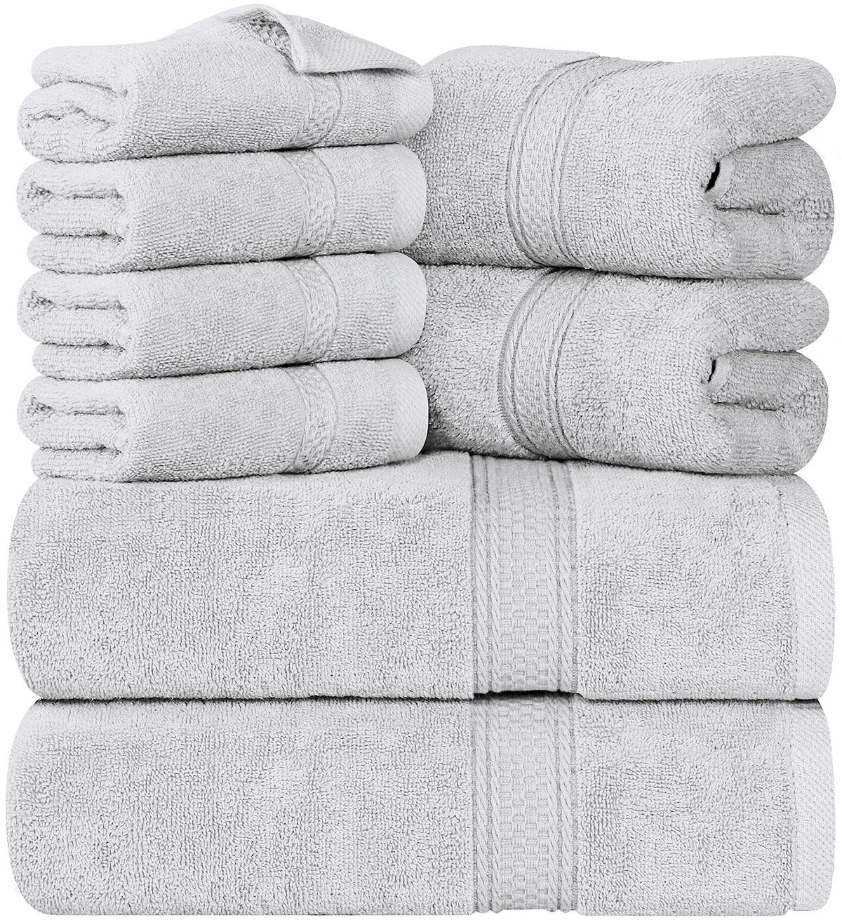 Utopia Towels 8-Piece Premium Towel Set, 2 Bath Towels, 2 Hand Towels, And 4 Wash Cloths, 600 Gsm 100% Ring Spun Cotton Highly A