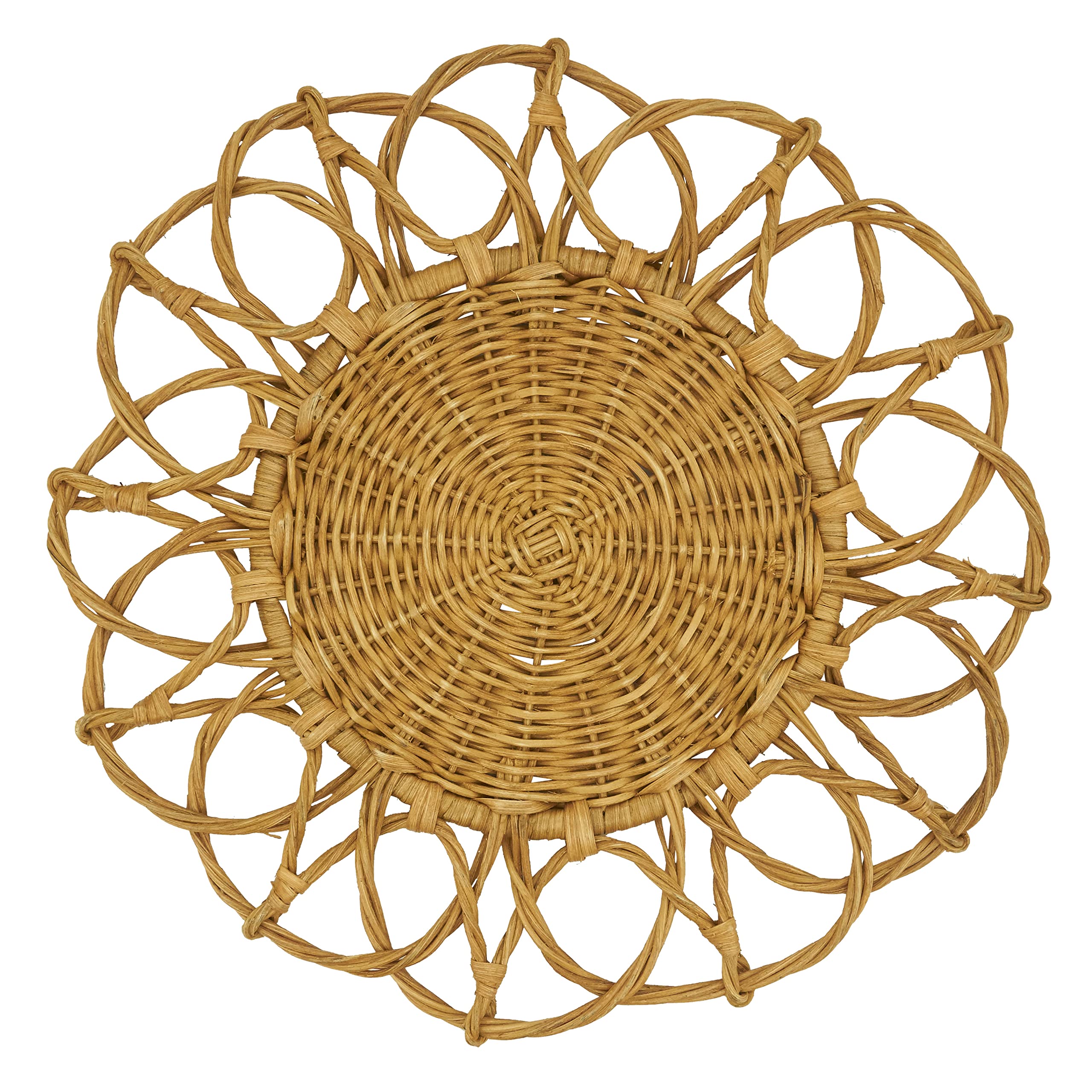 SARO LIFESTYLE Twisted Rattan Placemat (Set of 4), 15, Caramel