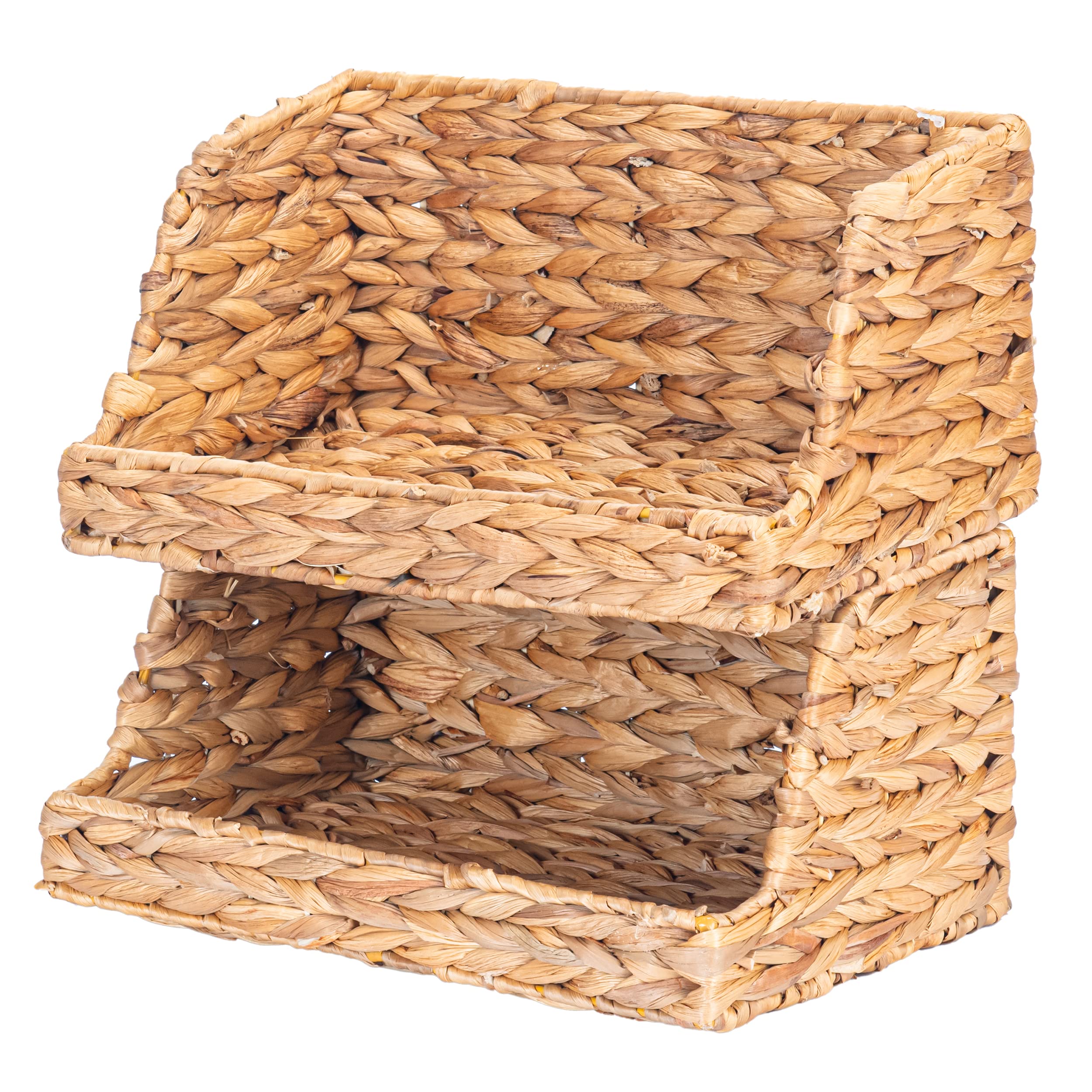 Vatima Water Hyacinth Storage Baskets For Organizing, Medium Open-Front Wicker Basket For Kitchen, For Shelves, 11.8    X 7.5