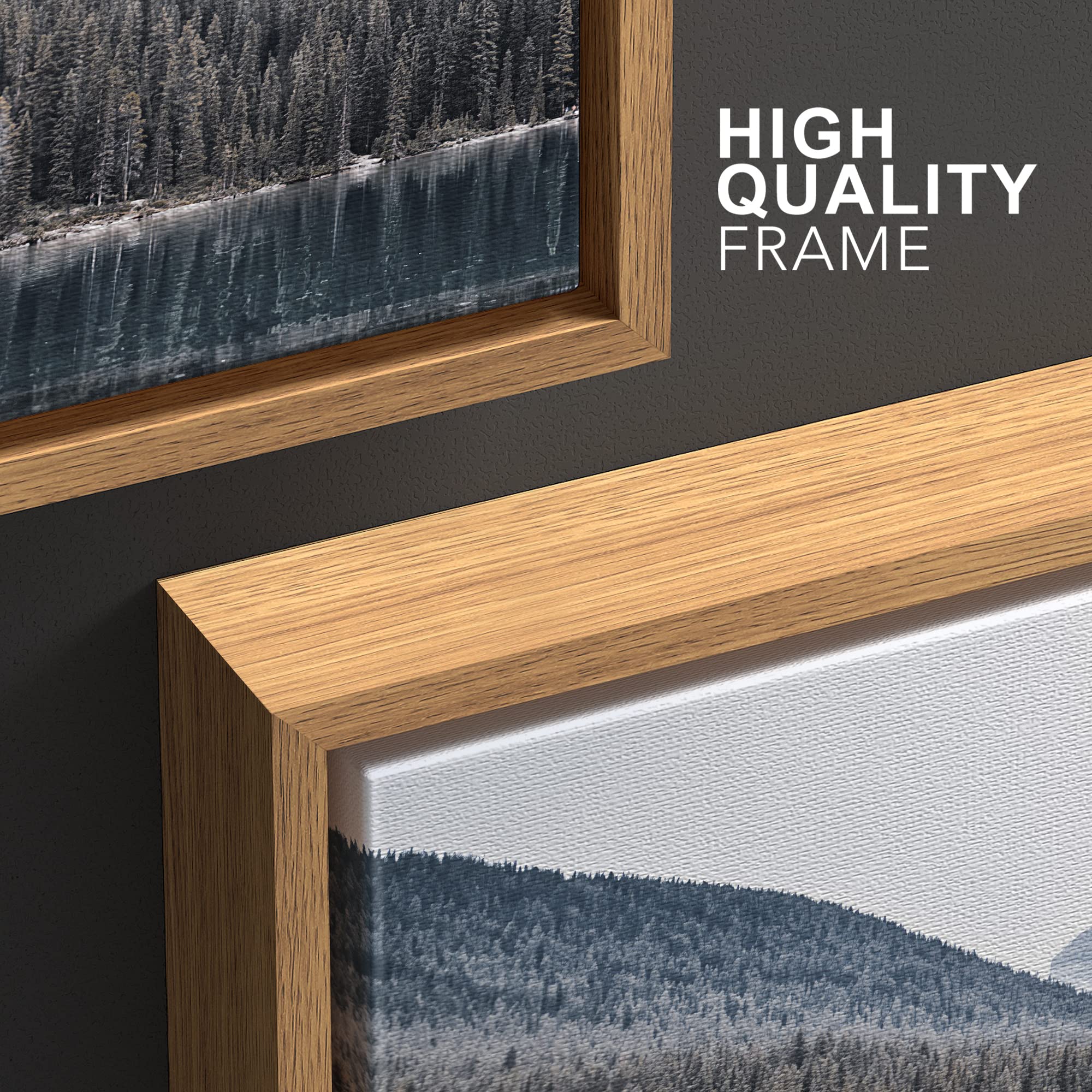 Wall26 Framed Canvas Wall Art Print Set Snowy Winter Mountain And Lake Landscape Nature Wilderness Photography Modern Rustic Col