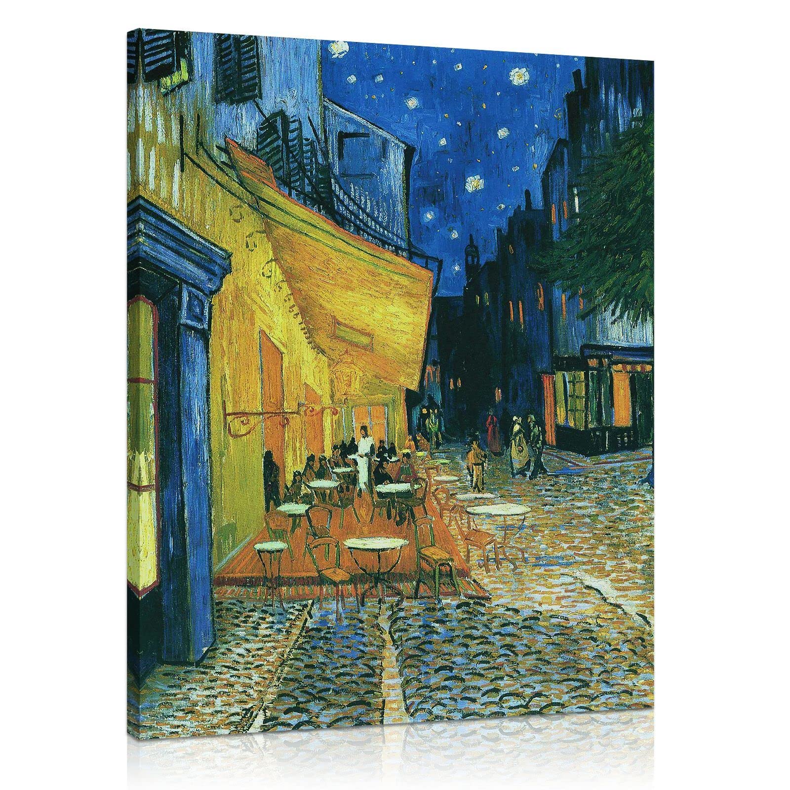 Van Gogh Canvas Wall Art: Caf   Terrace at Night Oil Painting Picture Reproduction Bedroom Decor - Famous Art Prints Modern Artw