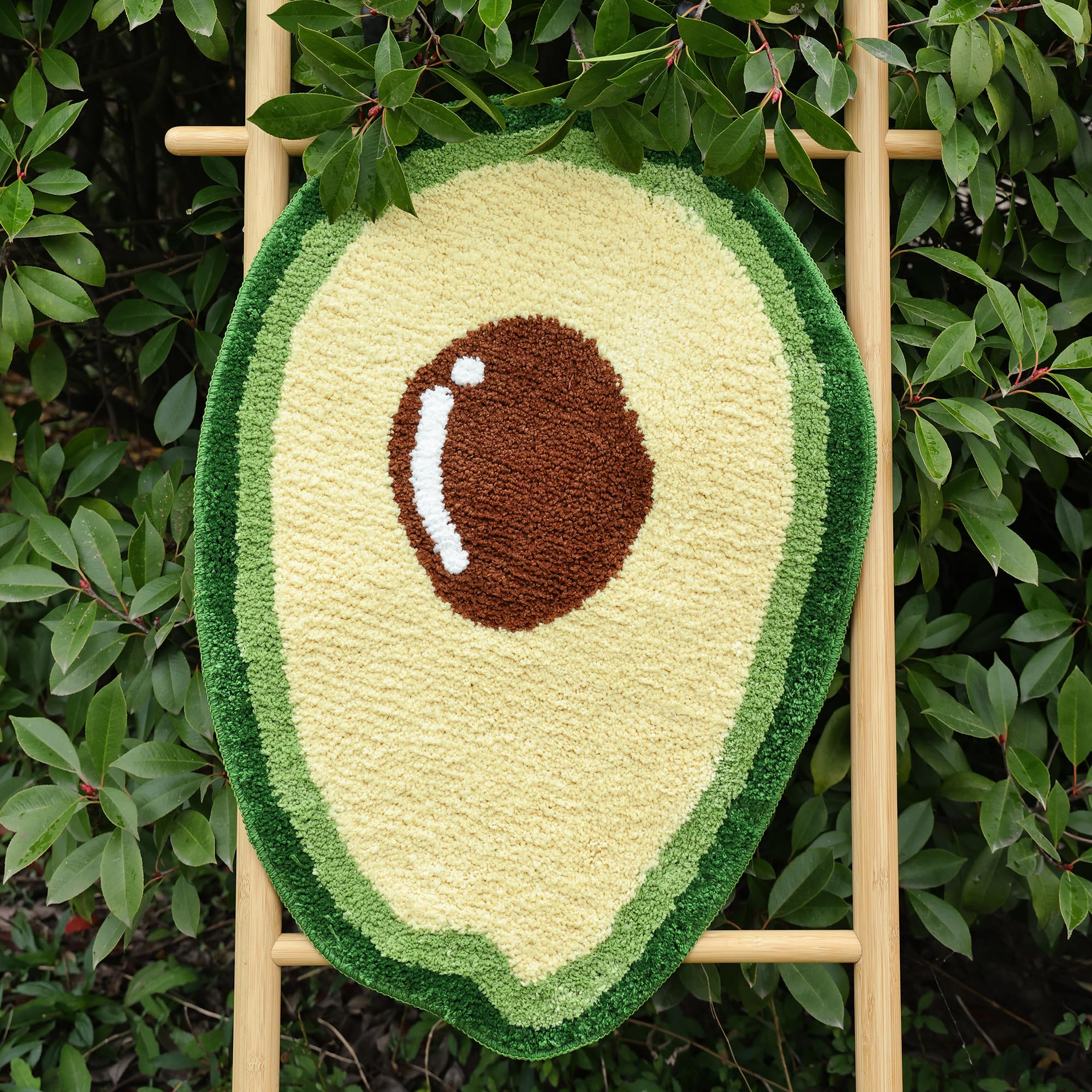 FROZZUR Avocado Bath Mat  Non Slip Bathroom Mats  Fun Cartoon Avocado Decor  Fruit Shaped Absorbent Bathtub Rug Bathroom Tub Plush Shower Rugs Washable