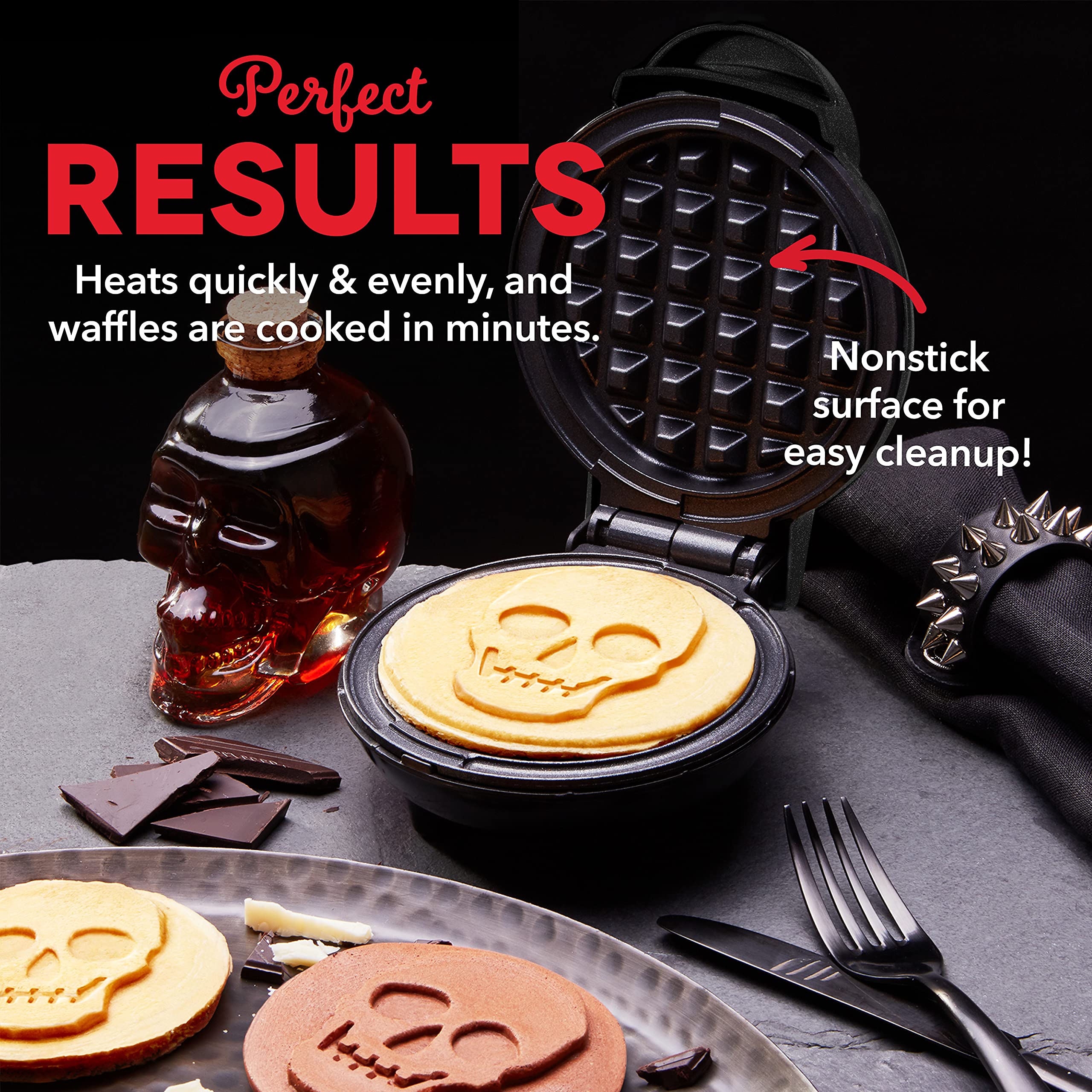 Dash Mini Waffle Maker (2 Pack) for Individual Waffles Hash Browns  Keto Chaffles with Easy to Clean  Non-Stick Surfaces  4 Inch  Halloween  Black