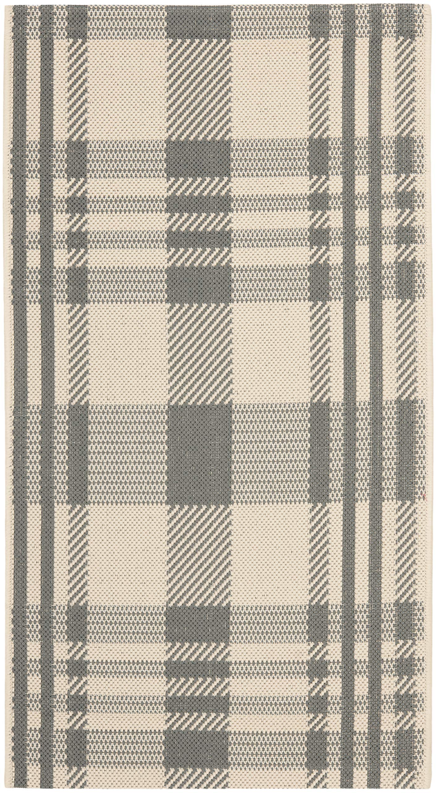 SAFAVIEH Courtyard Collection Accent Rug - 2 x 37, Grey & Bone, Indoor/Outdoor & Washable, Ideal for High Traffic Areas in Pat