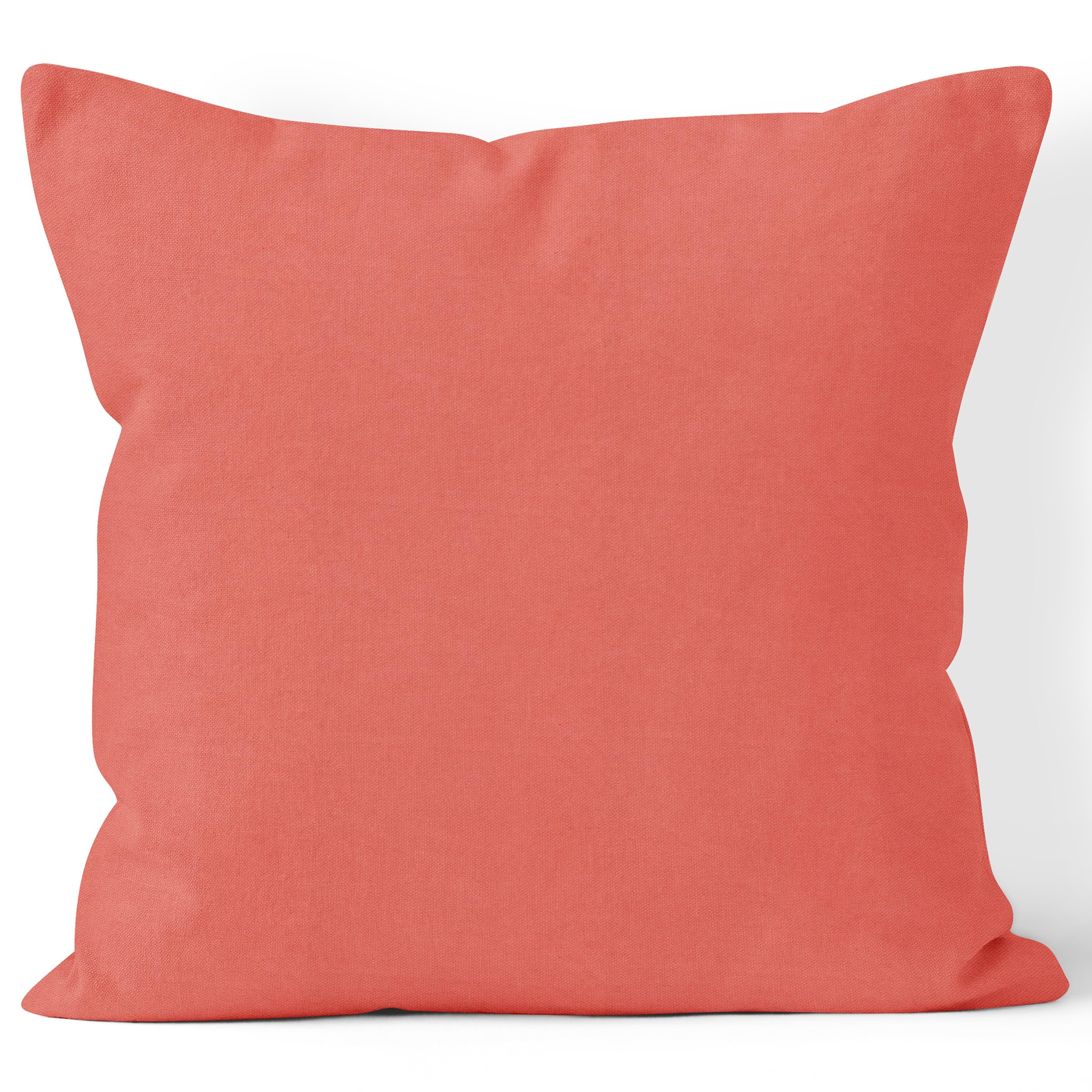 Encasa Xo Throw Pillow Covers 24X24 In Set Of 1 Coral | No Inserts | Cotton Pillow Covers For Living Room, Bed, Sofa, Couch | De
