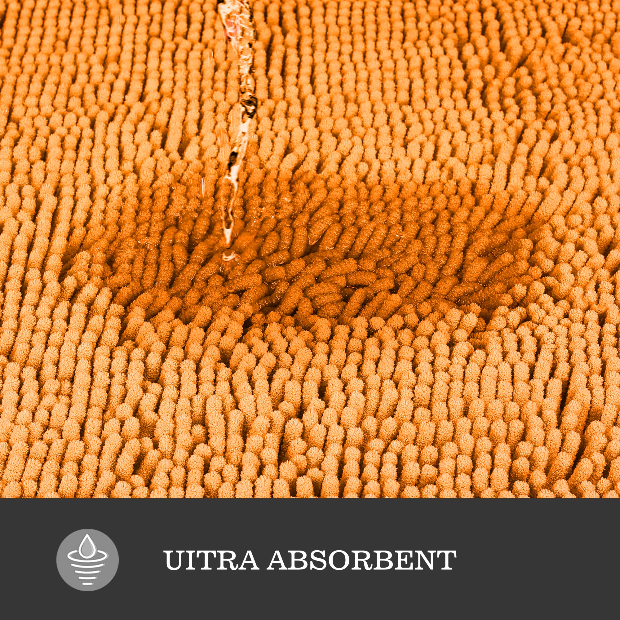 Yeaban Orange 47 X 17 Bathroom Rug - Thick Chenille Bath Mats | Absorbent And Washable Bath Rug Non-Slip, Plush And Soft Rugs Fo