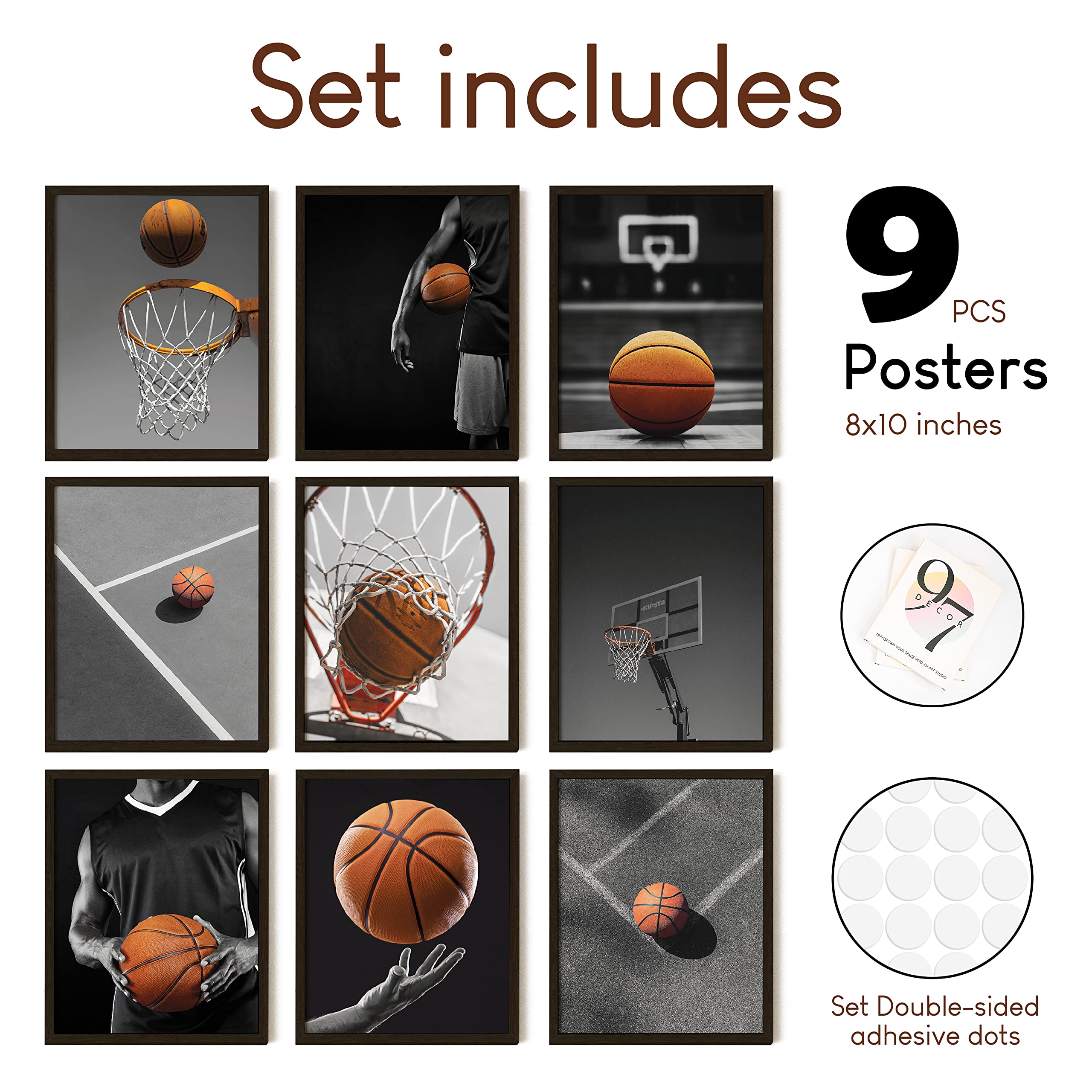 97 Decor Basketball Posters For Boys Bedroom - Basketball Room Decor For Boys Teen, Black And White Sport Wall Art Prints, Baske