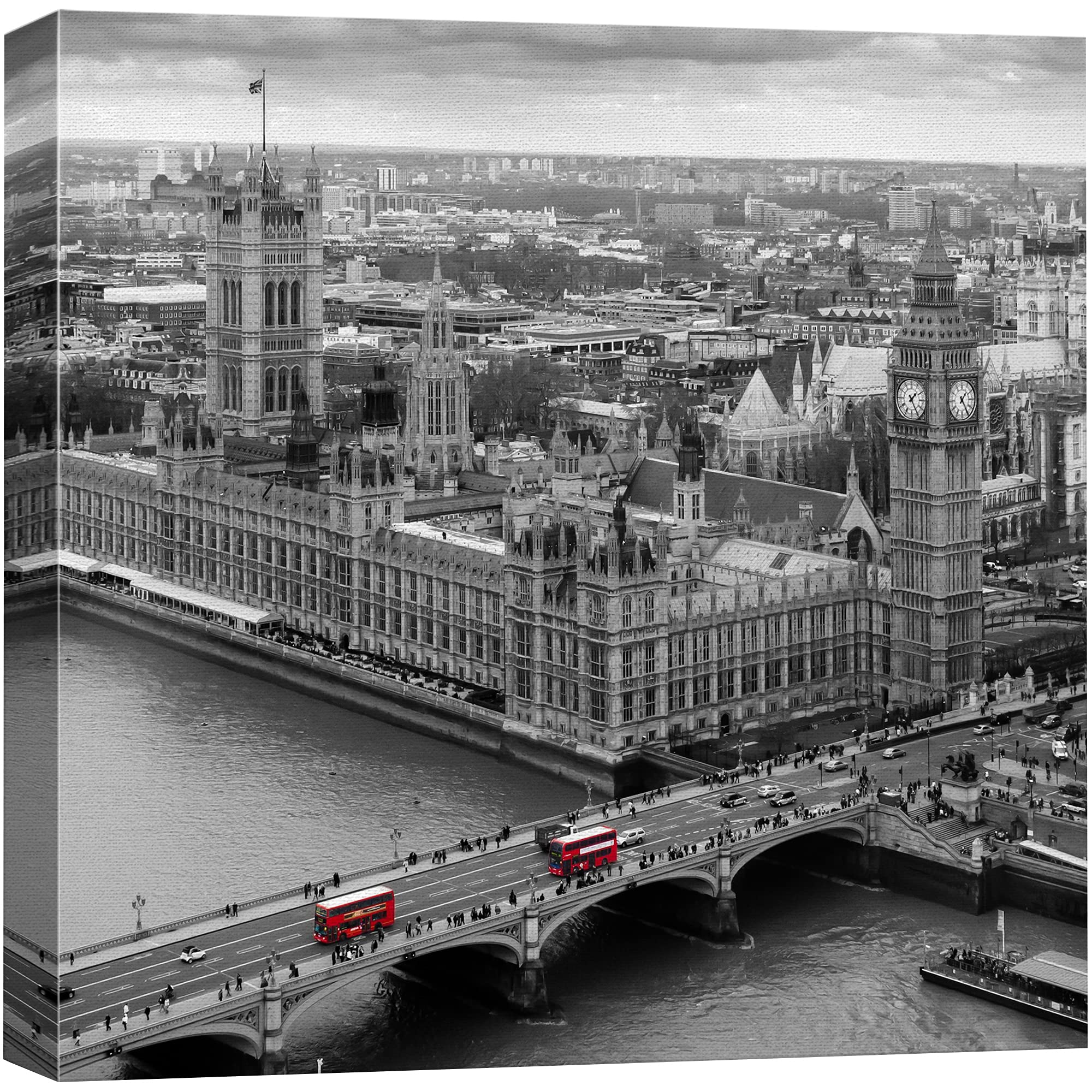 Wall26 Canvas Print Wall Art Pop Of Color Buses In London, England Architecture & Maps Cities Photography Realism Chic Scenic Re