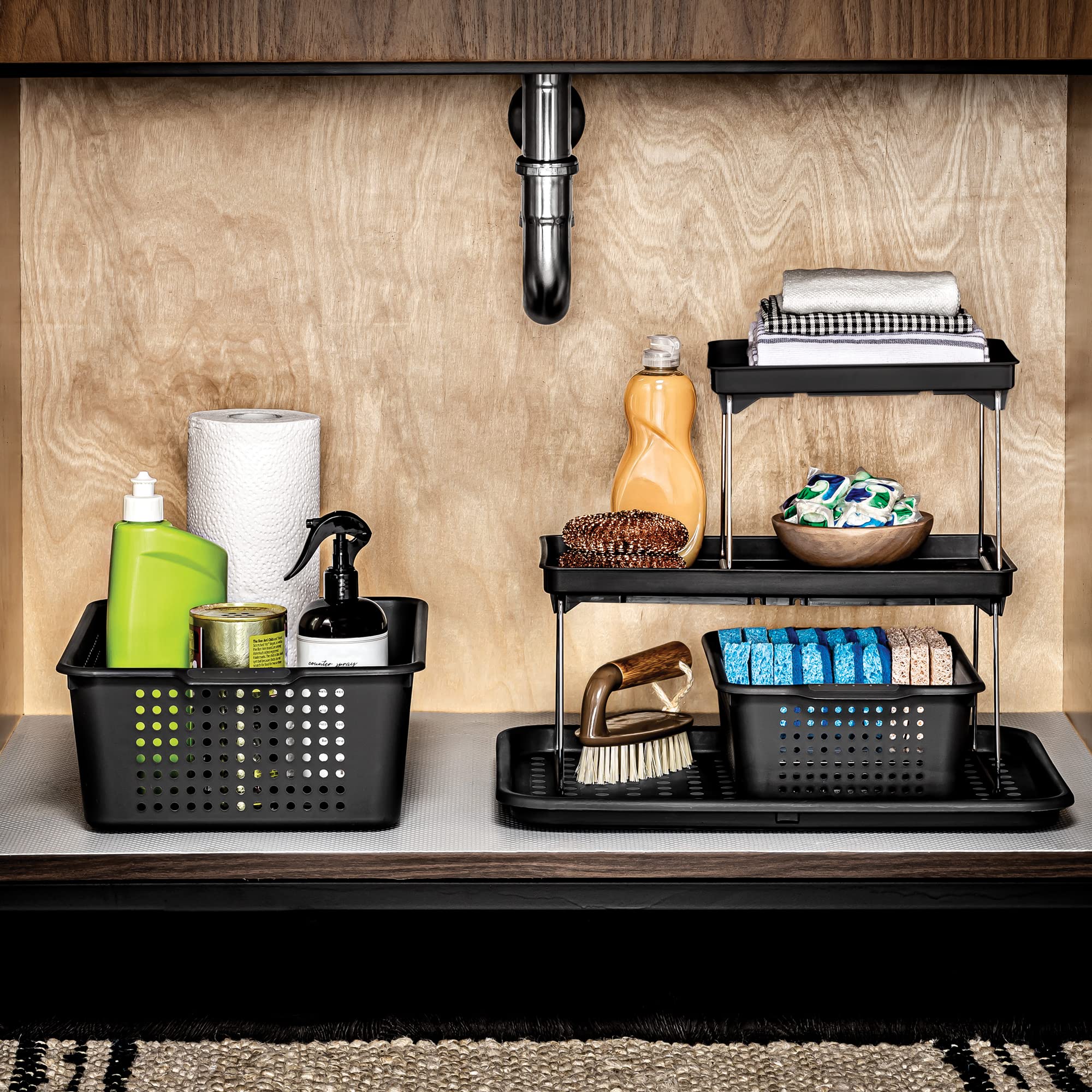 Madesmart Classic Medium Storage Basket With Handles, Multi-Purpose Organizer, Soft-Grip Dots And Non-Slip Feet, Bpa-Free, Carbo