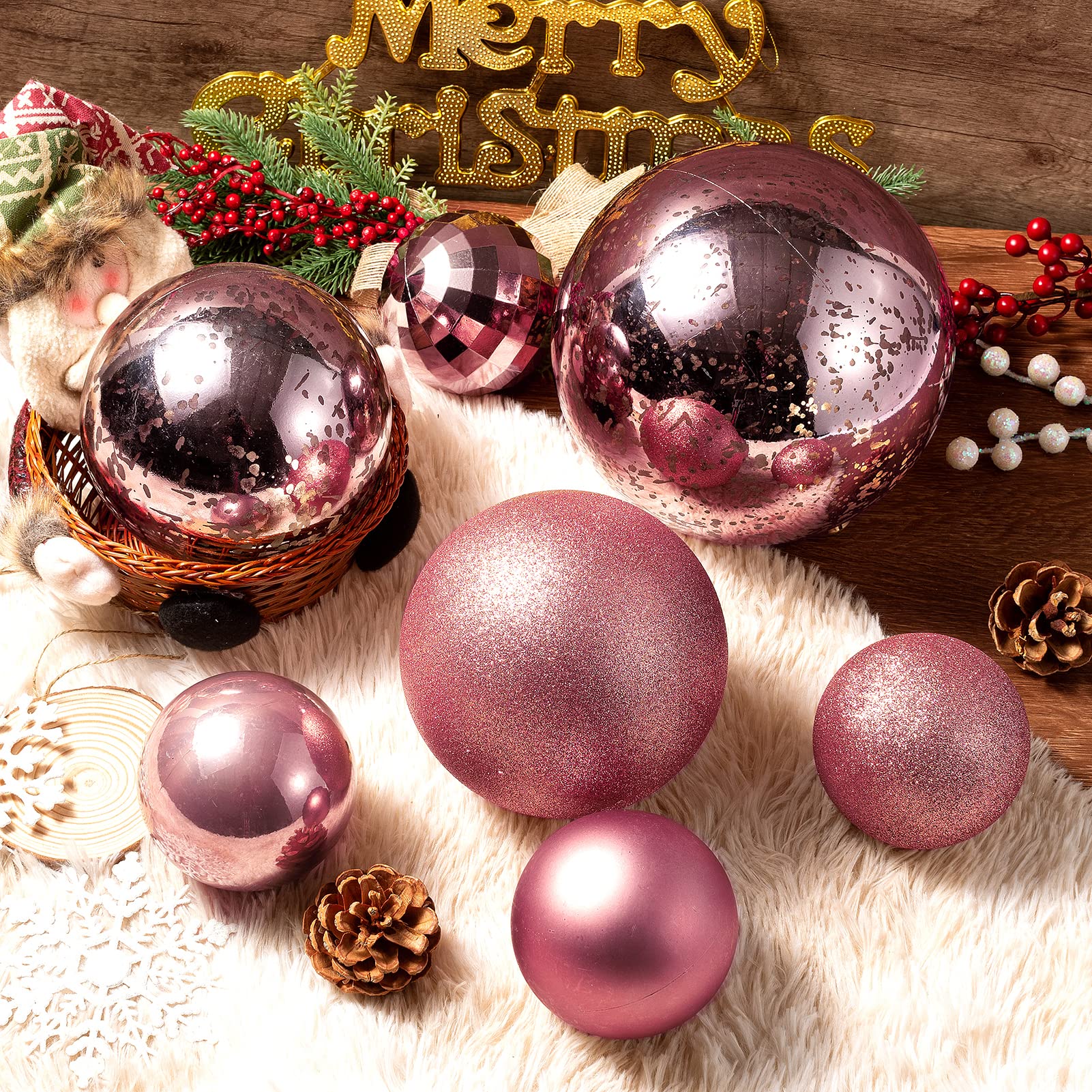 XmasExp 8in Large Christmas Ornaments Christmas Ball Ornaments Giant Tree Decoration Shatterproof Decorative Hanging Balls for H