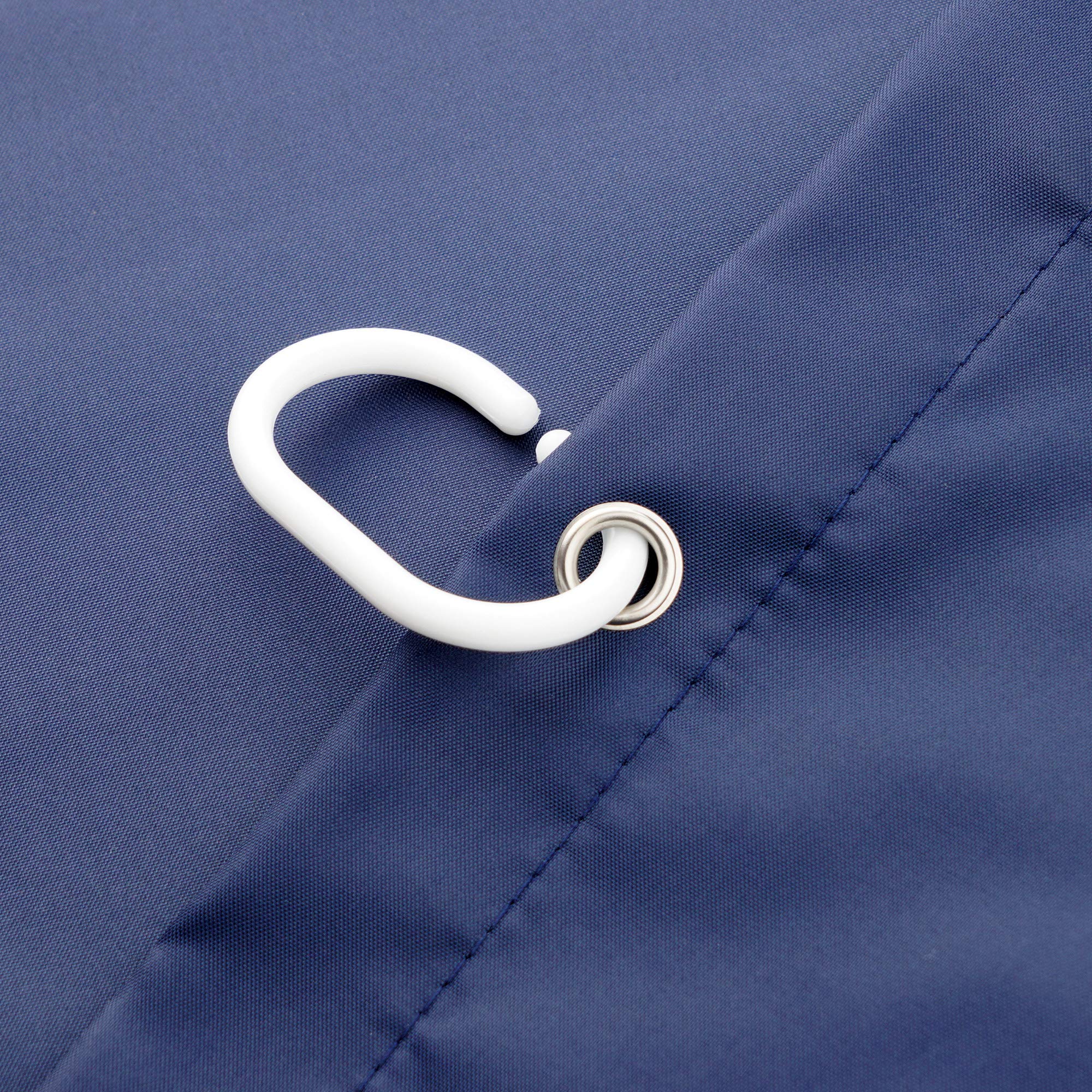 Aoohome Solid Navy Blue Shower Curtain, Fabric Weighted Hem Shower Liner With Hooks, Reinforced Metal Grommets, Water Repellent,