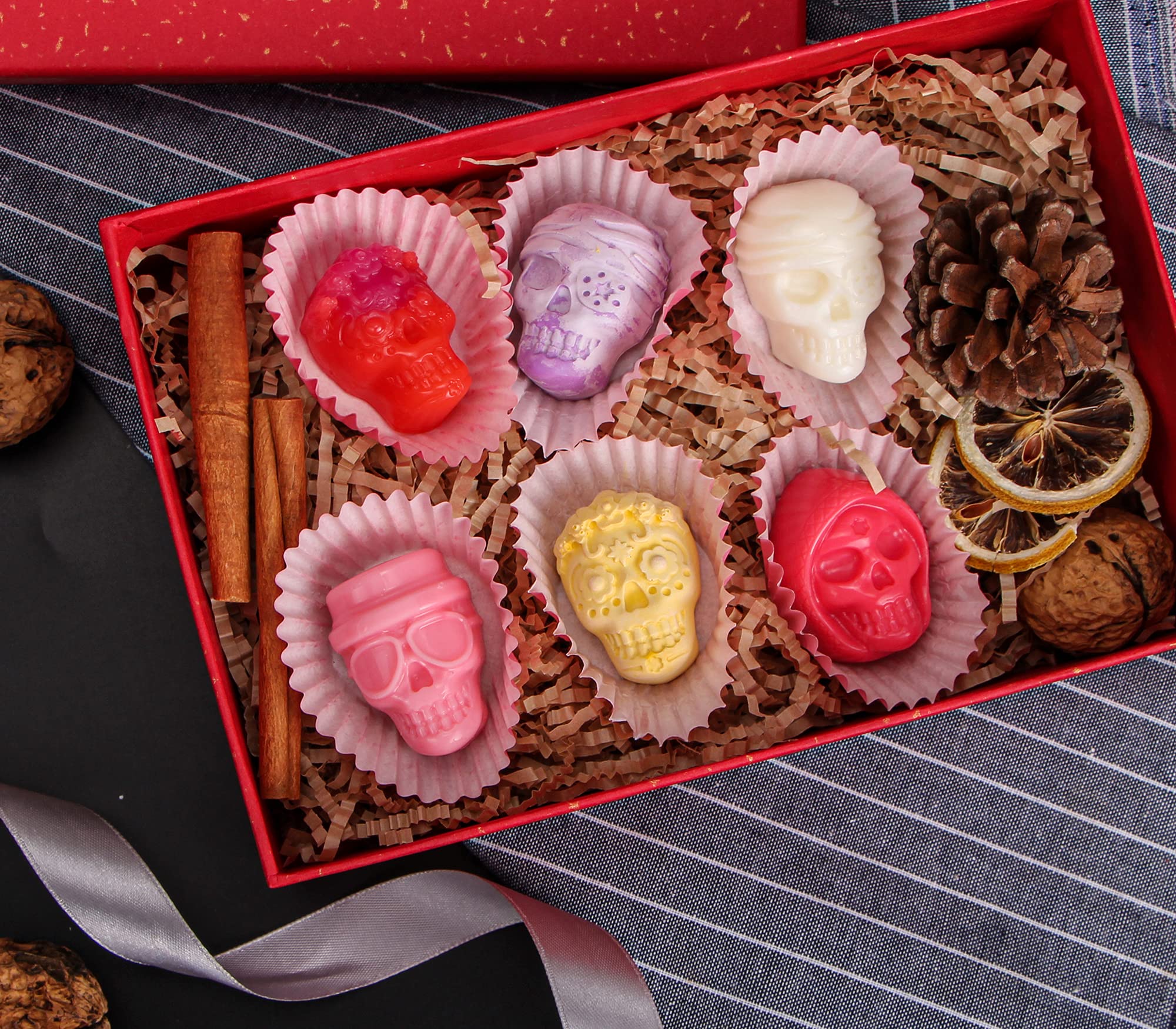 Webake Skull Chocolate Mold With 5 Different Shapes, Silicone Skeleton Mold For Halloween Chocolate, Candy, Jello, Ice, Cube, Tr