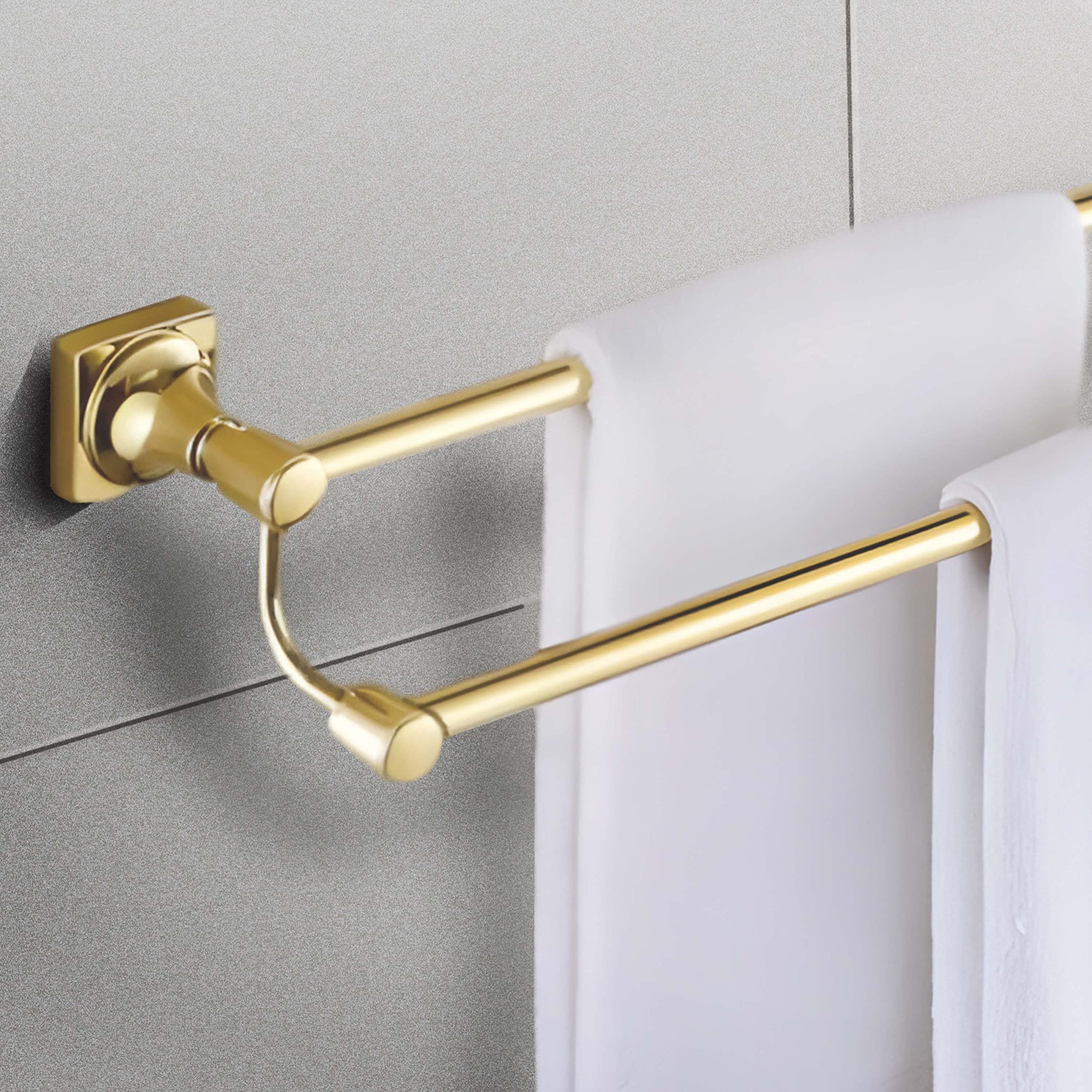 Sprinkle Double Towel Bar, 24 Inch Brass Gold Towel Rack Holder For Bathroom Washcloths And Hand Towels, Brushed Wall Mount, Tb1