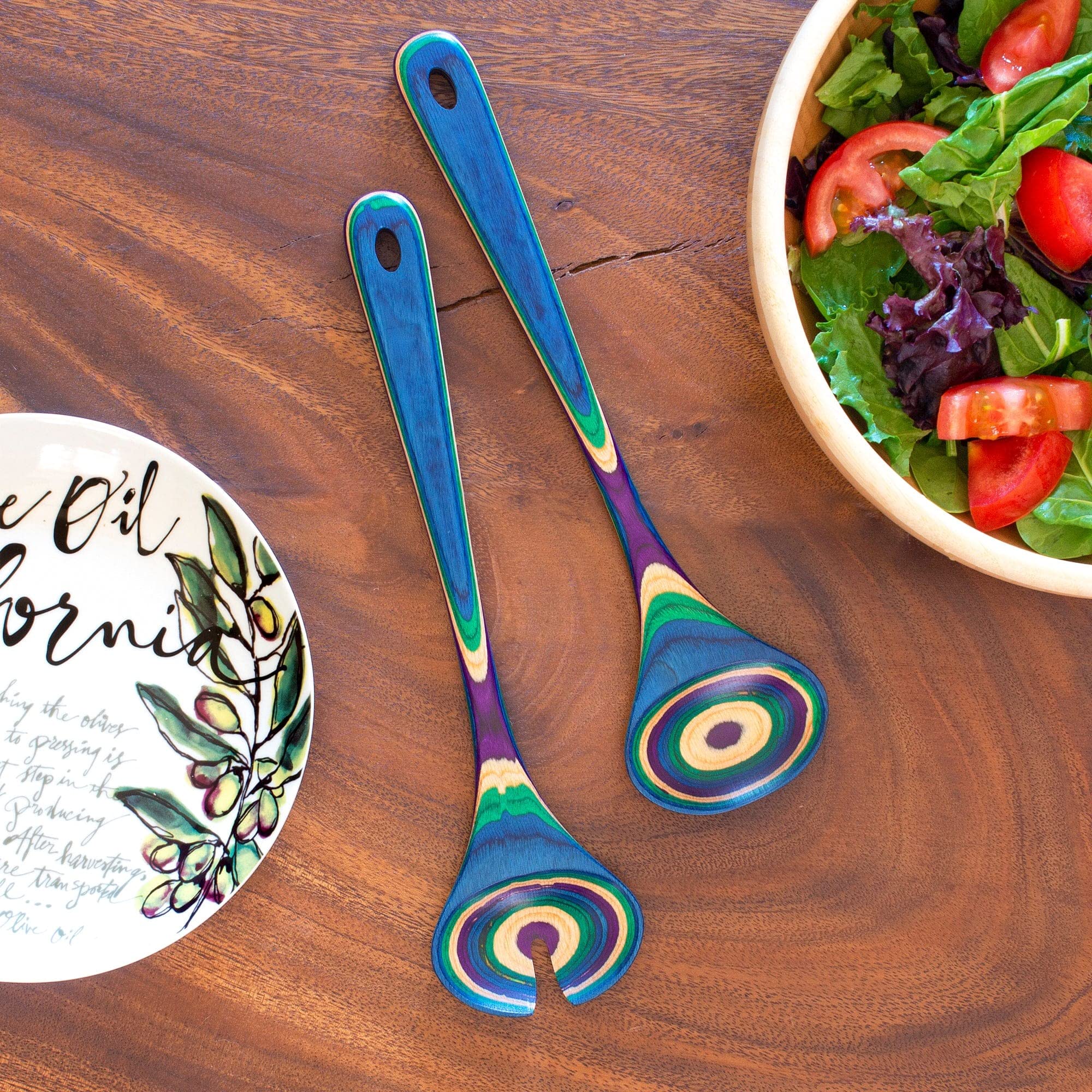 Baltique Mumbai Collection Wooden Salad Serving Utensil Set, 11-3/4'' Long, One Pair