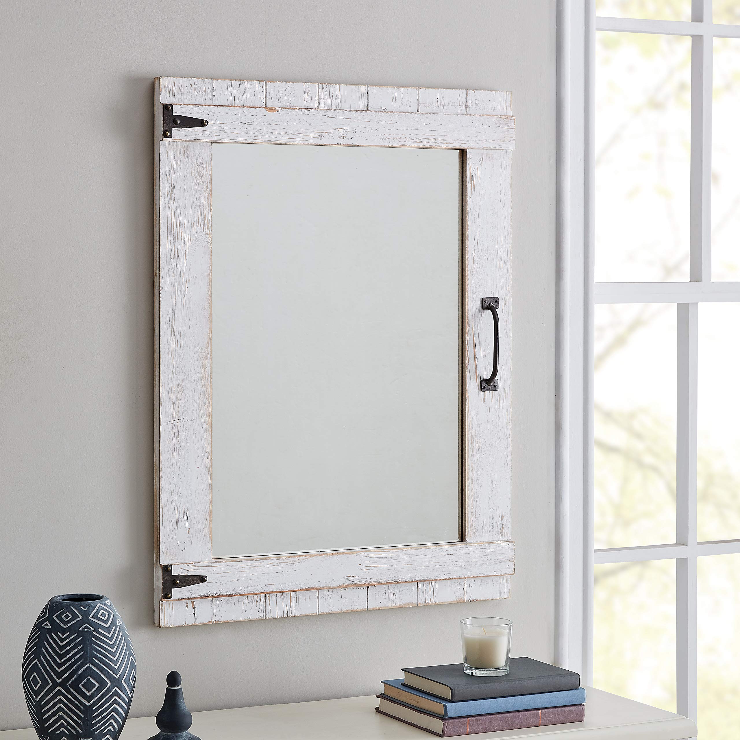 FirsTime & Co. Cottage Door Wall Mirror, 32H x 24W, Rustic White