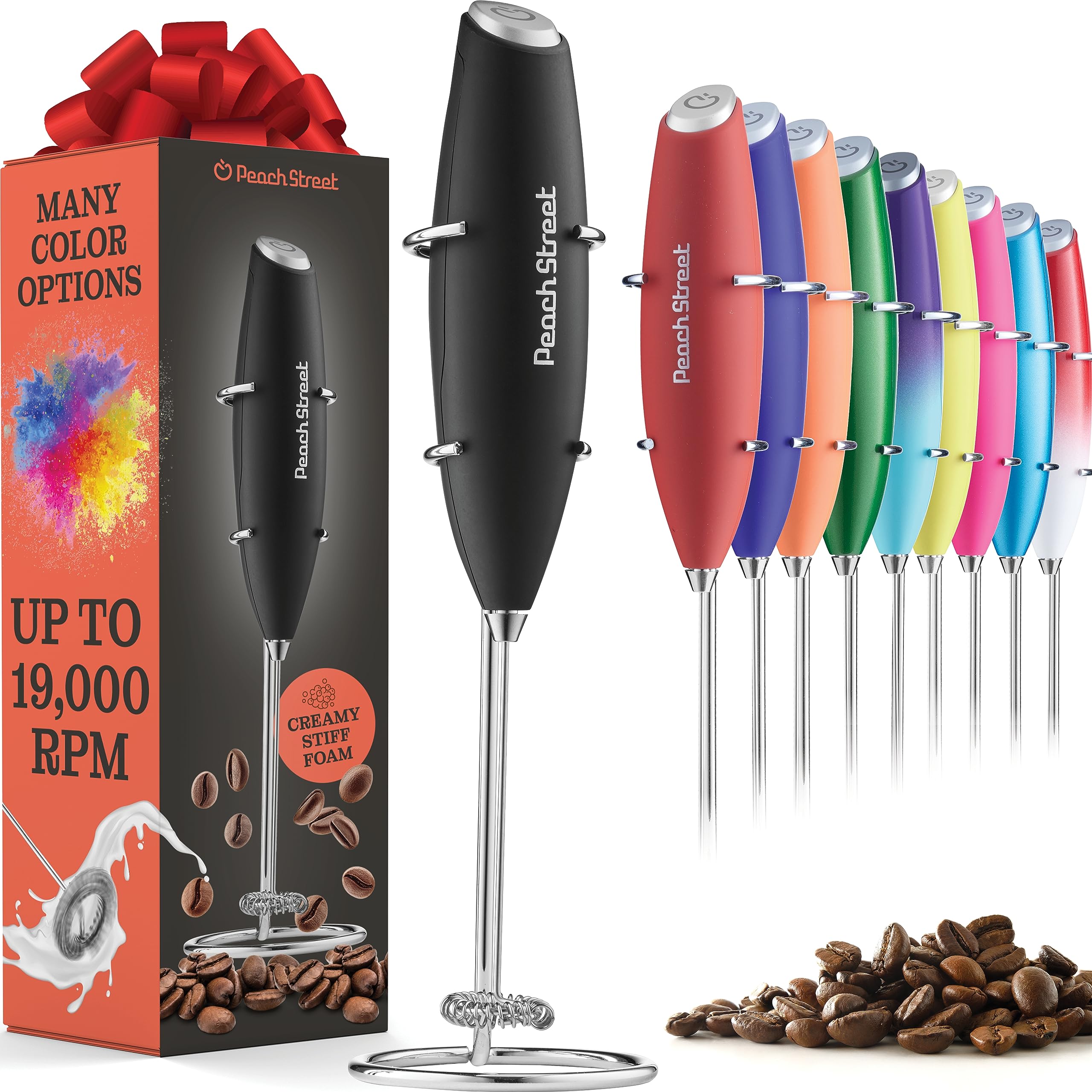 Powerful Handheld Milk Frother, Mini Milk Frother Wand, Battery Operated Stainless Steel Drink Mixer  Milk Frother Stand for Mi