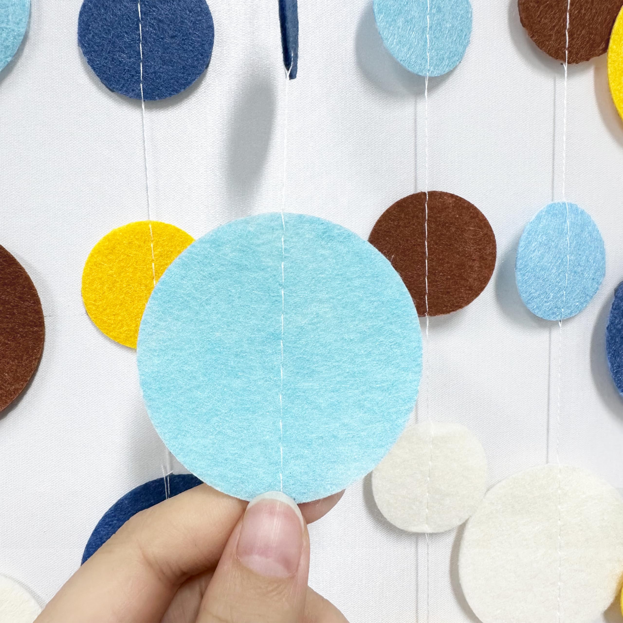 Boho Classroom Decorations Navy Blue Yellow Brown Felt Circle Dot Garland Hanging Polka Dot Streamer For Classrooms Preschool Ev