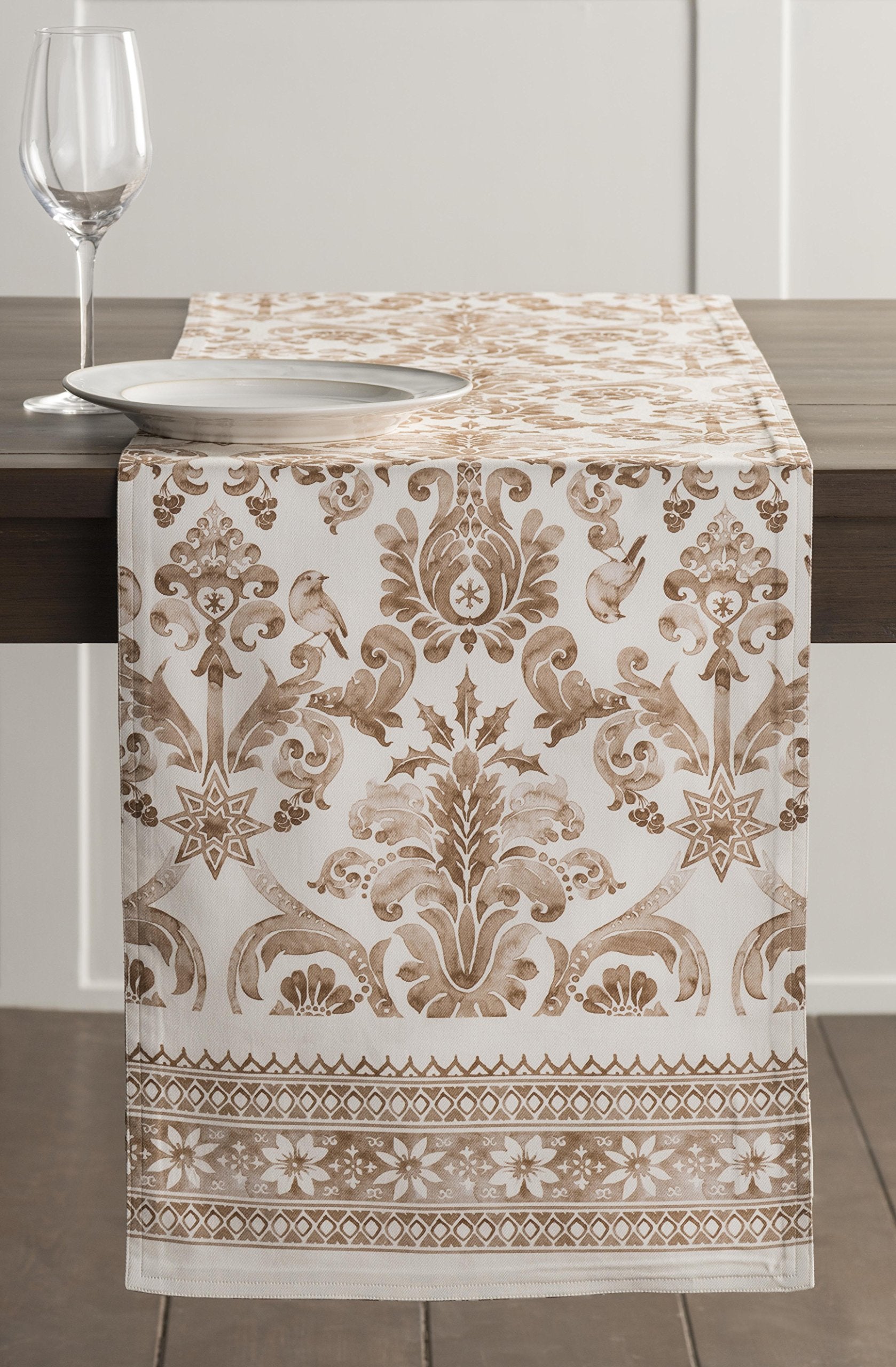 Maison D' Hermine Tablerunner 100% Cotton 14.50Inch X 36Inch Decorative Table Runner, Dining, Holidays, Buffet, Allure (Single L