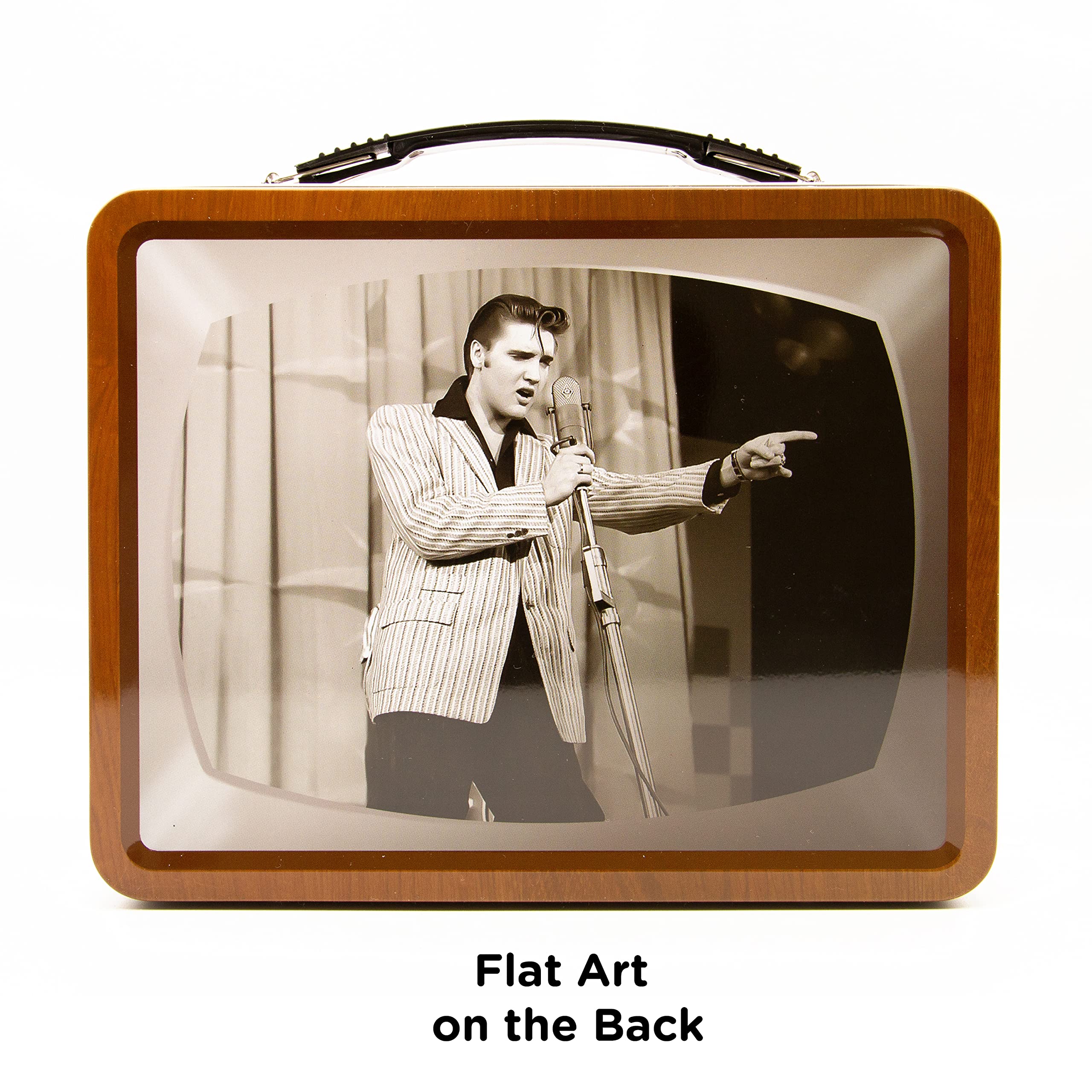 Aquarius Elvis Tv Fun Box - Sturdy Tin Storage Box With Plastic Handle & Embossed Front Cover - Officially Licensed Elvis Mercha