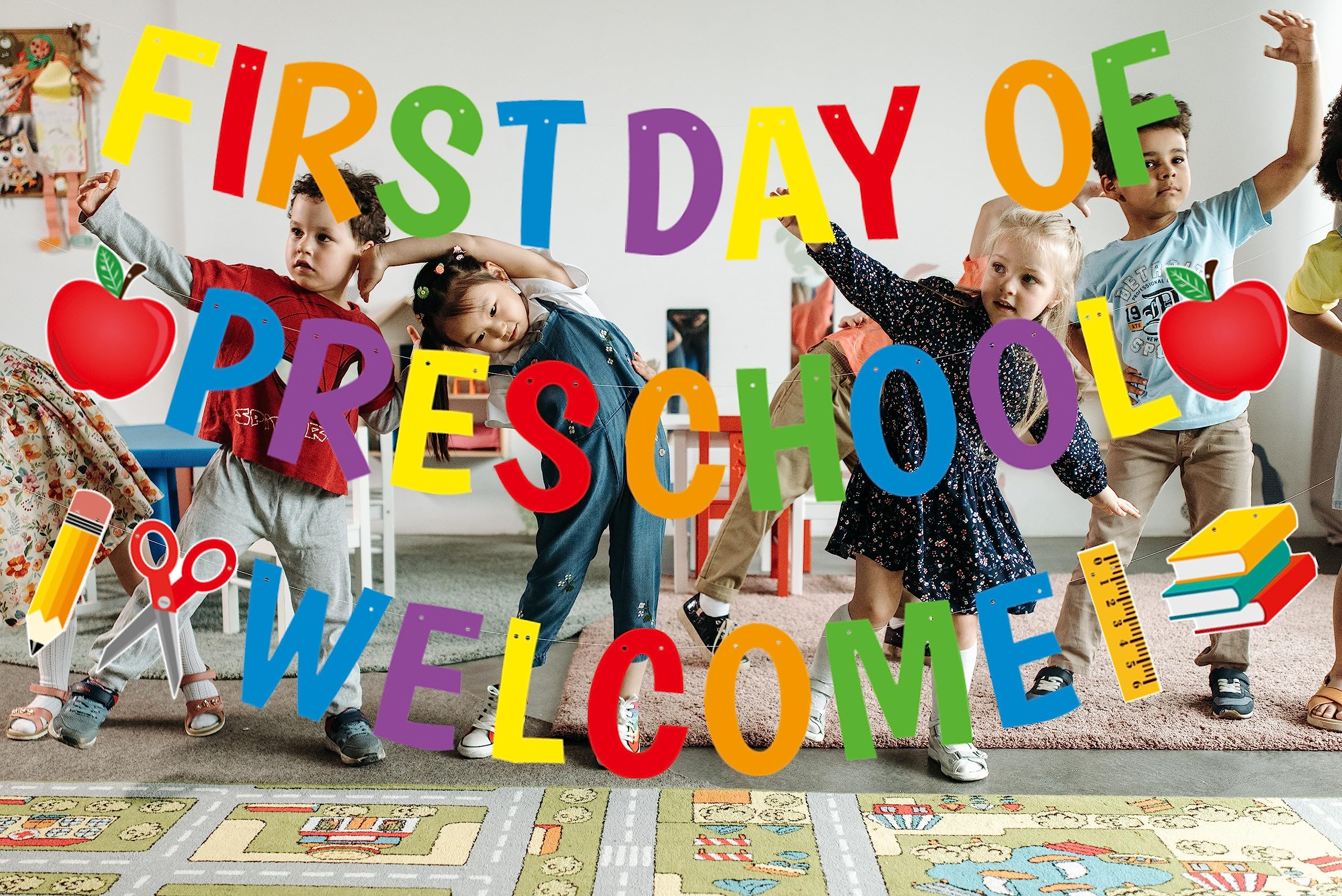 First Day Of Preschool Banner Decorations, Back To School Preschool Party Supplies, Welcome Back To Preschool Banner, Back To Sc
