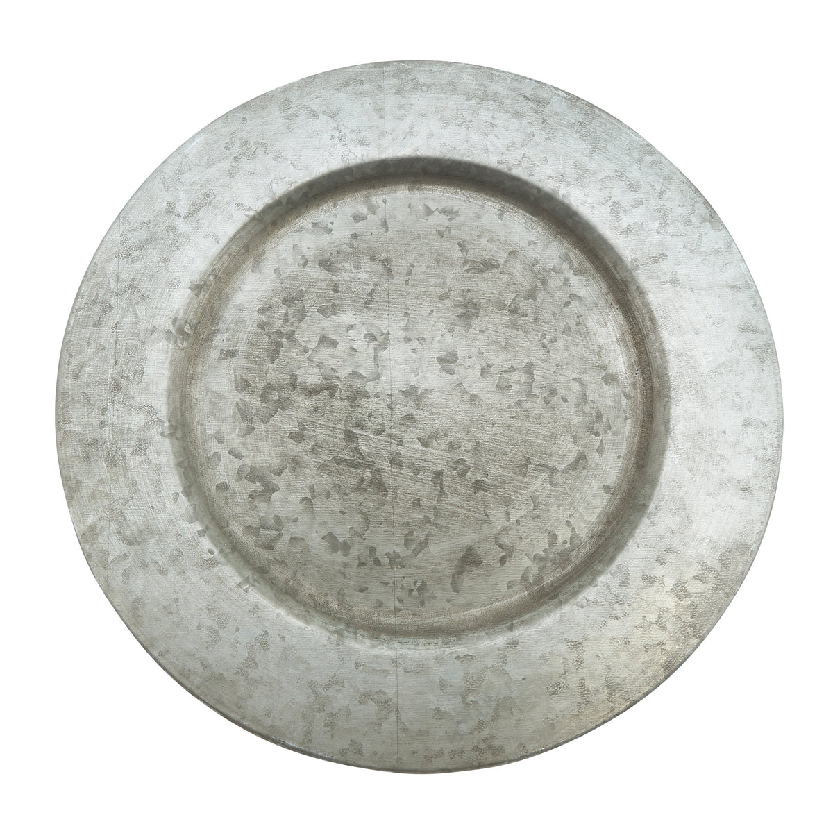 Saro Lifestyle Ch372.S13R Sousplat Collection Galvanized Finish Distressed Metal Charger Plate, Silver, 13''