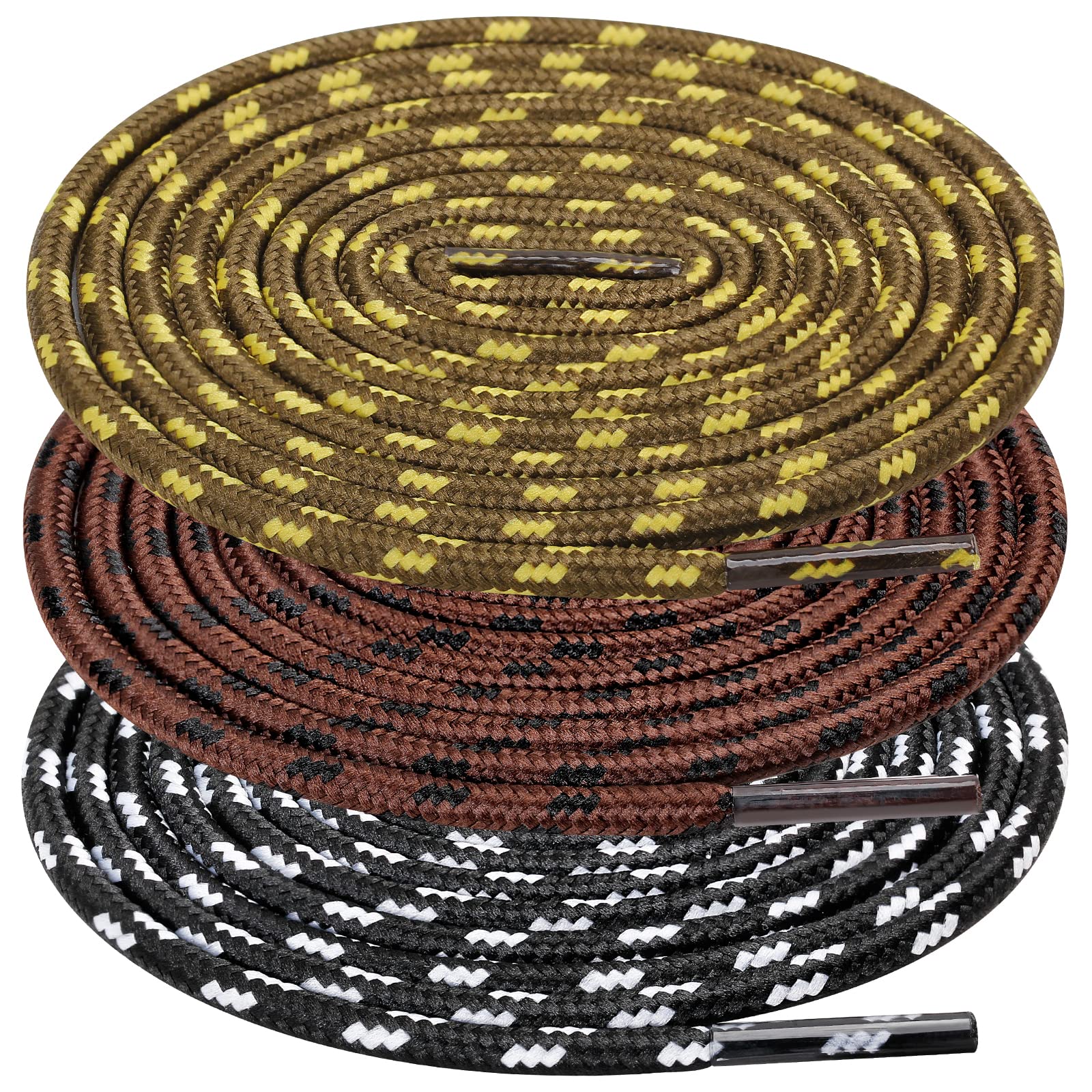 Upugo 3 Pair Boot Shoe Laces, Round Shoelaces For Athletic Running Hiking Sneakers Shoes Boot