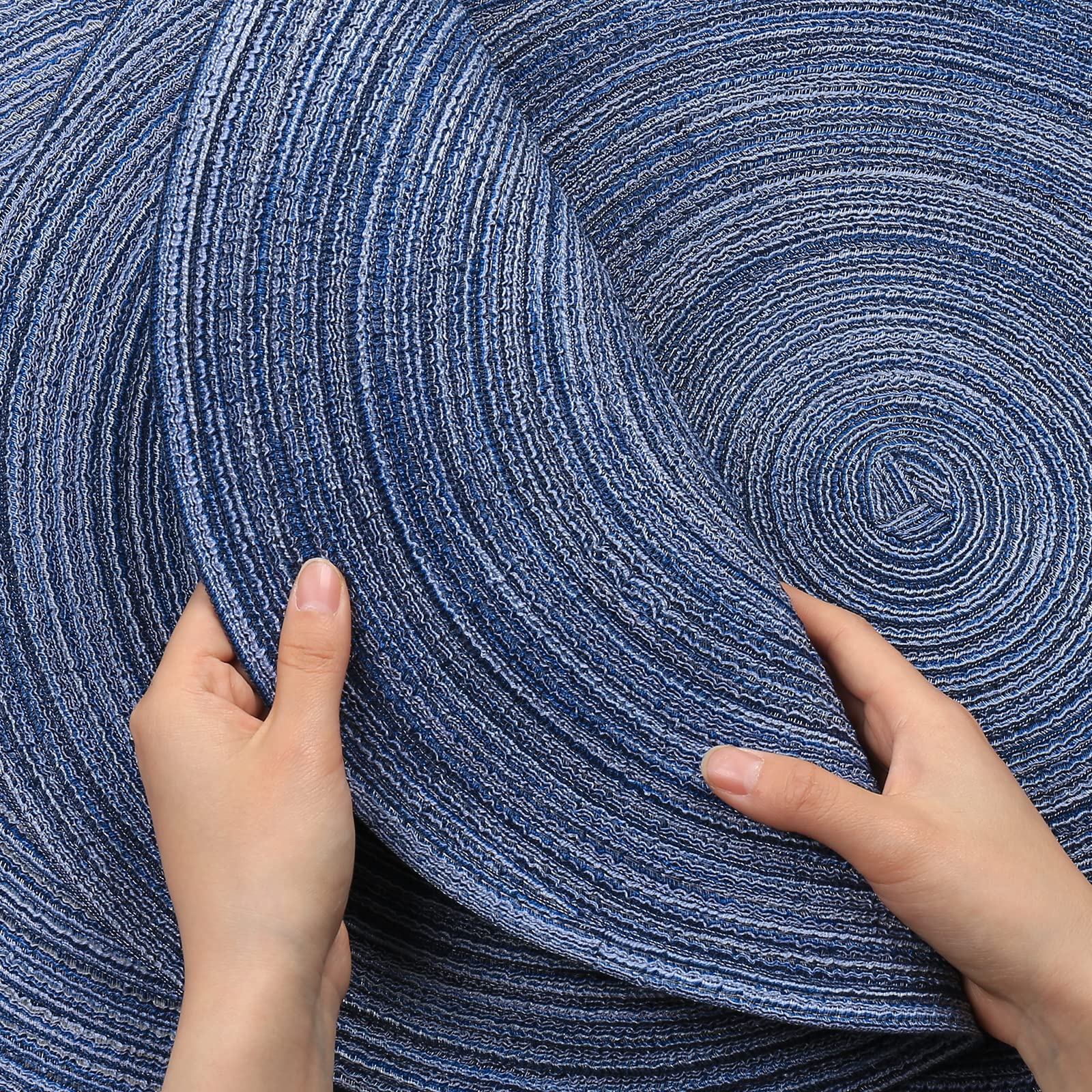 Noctiflorous Round Braided Placemats 15 Inch Round Table Mats Set Of 6 For Dining Tables Natural Woven Heat Resistant Place Mats