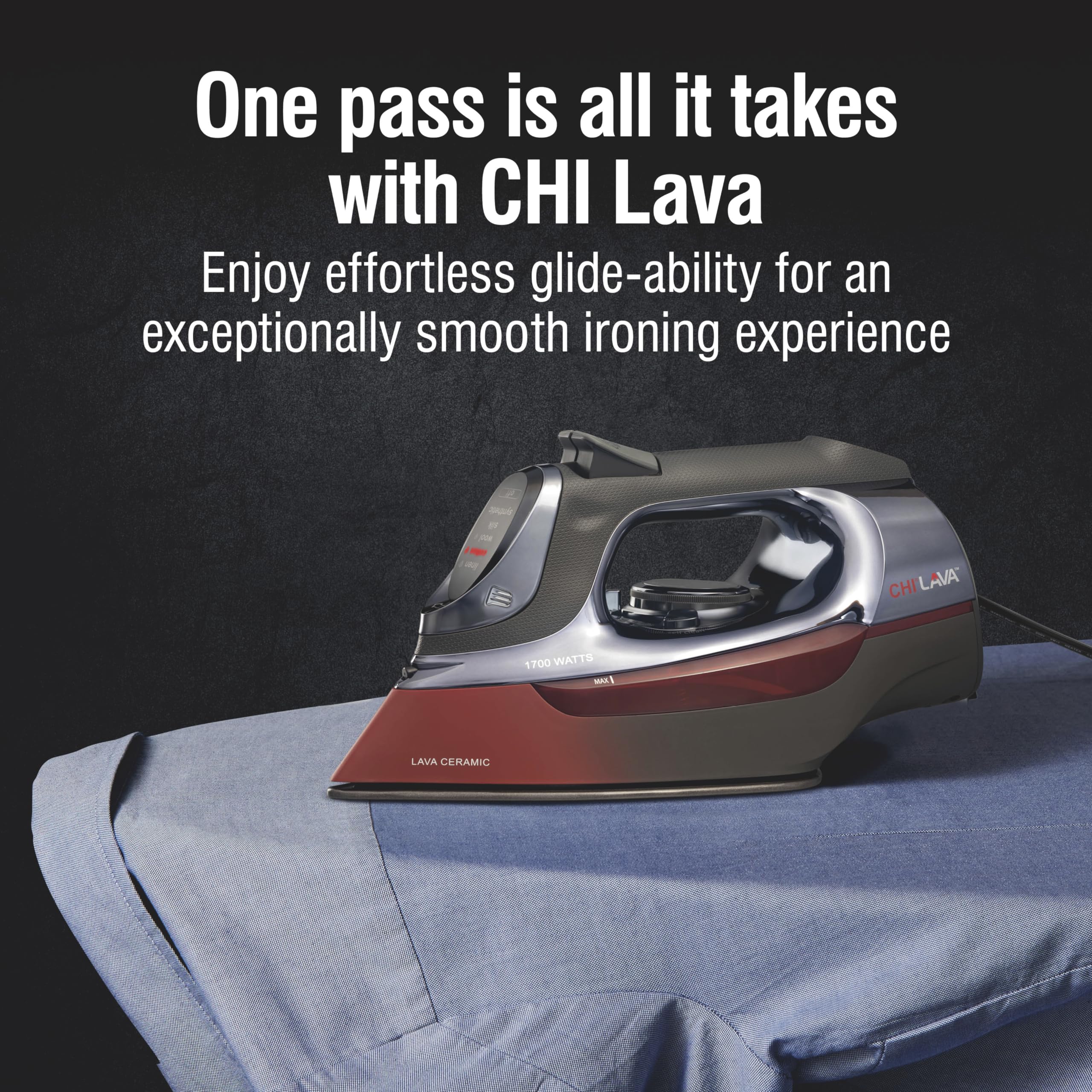 Chi Steam Iron For Clothes With 8 Retractable Cord, 1700 Watts, 3-Way Auto Shutoff, 400+ Holes, Professional Grade, Temperature