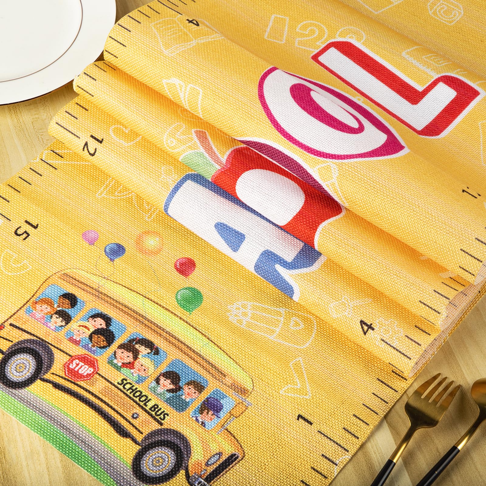 Back To School Table Runner, Ruler Table Runner Back To School Decorations For The Home, Back To School Table Cloth For Classroo