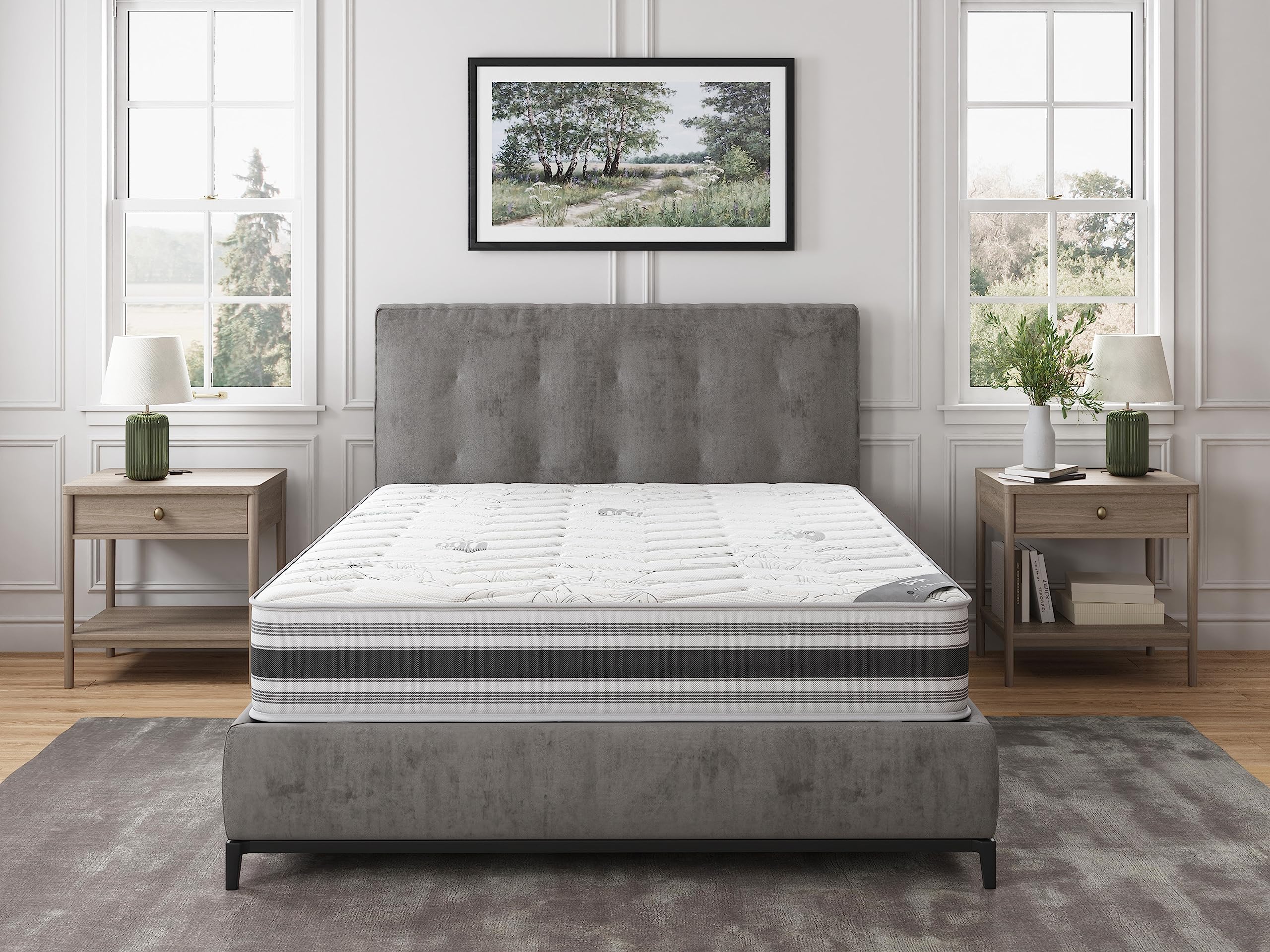 Ottomanson 12'' Queen Mattress In A Box Made In Usa, Firm Mattress, Hybrid Mattress Cool Improved Airflow With Edge To Edge Pock