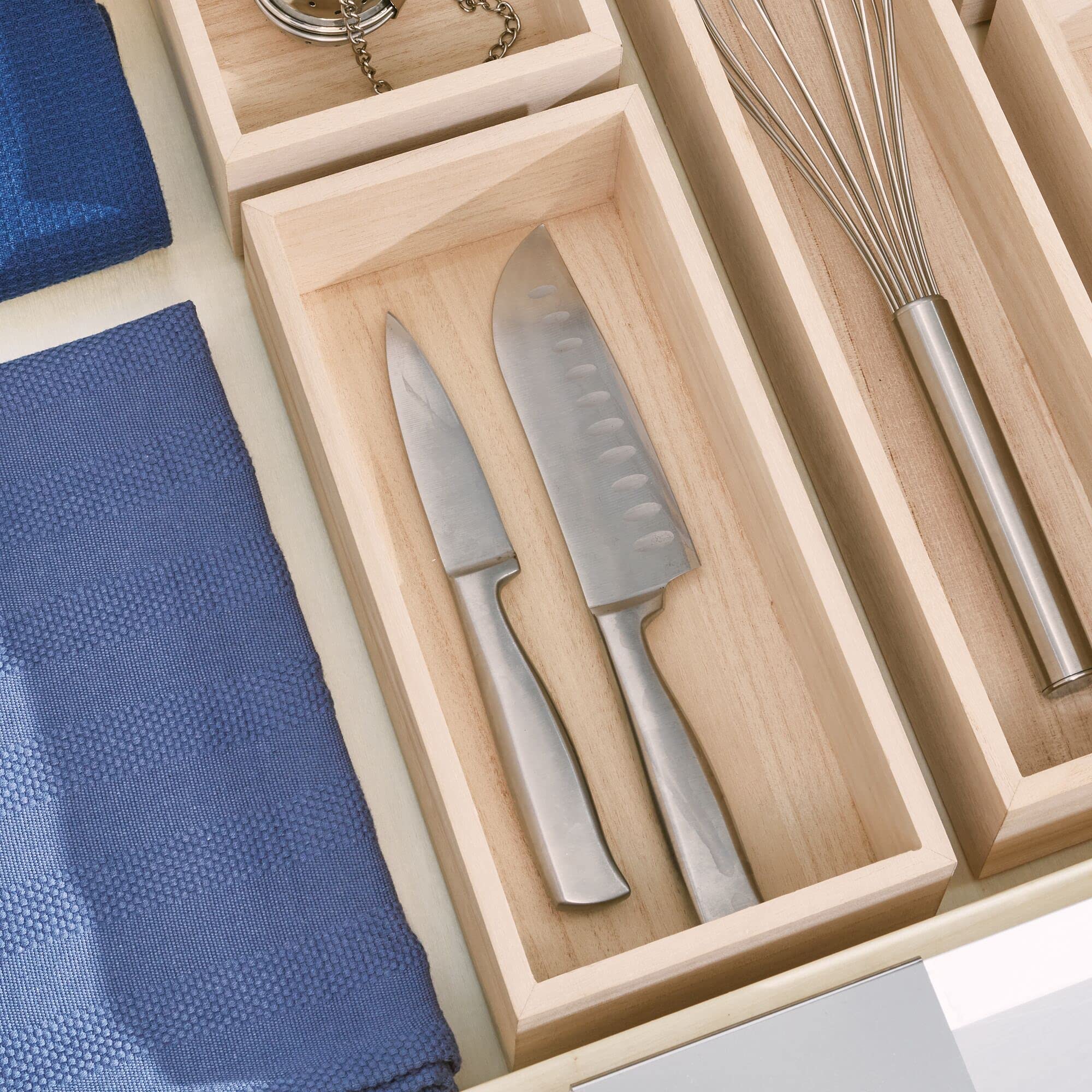 Idesign Renewable Paulownia Wood Collection Drawer Organizer Bin, 5'' X 10'' X 2.5'', Natural