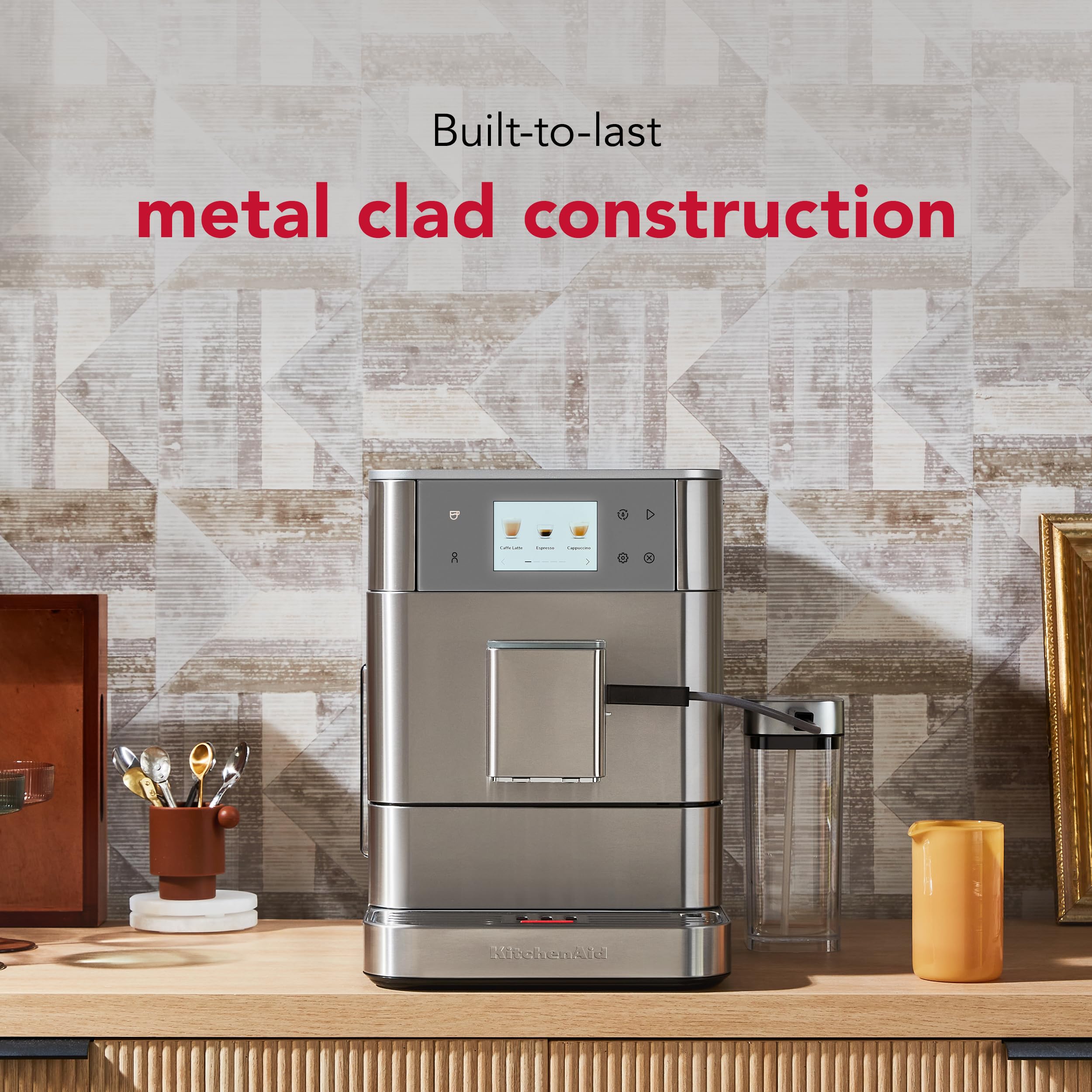 Kitchenaid Fully Automatic Espresso Machine Kf7 With Milk Attachment, Kes8557Sx, Stainless Steel