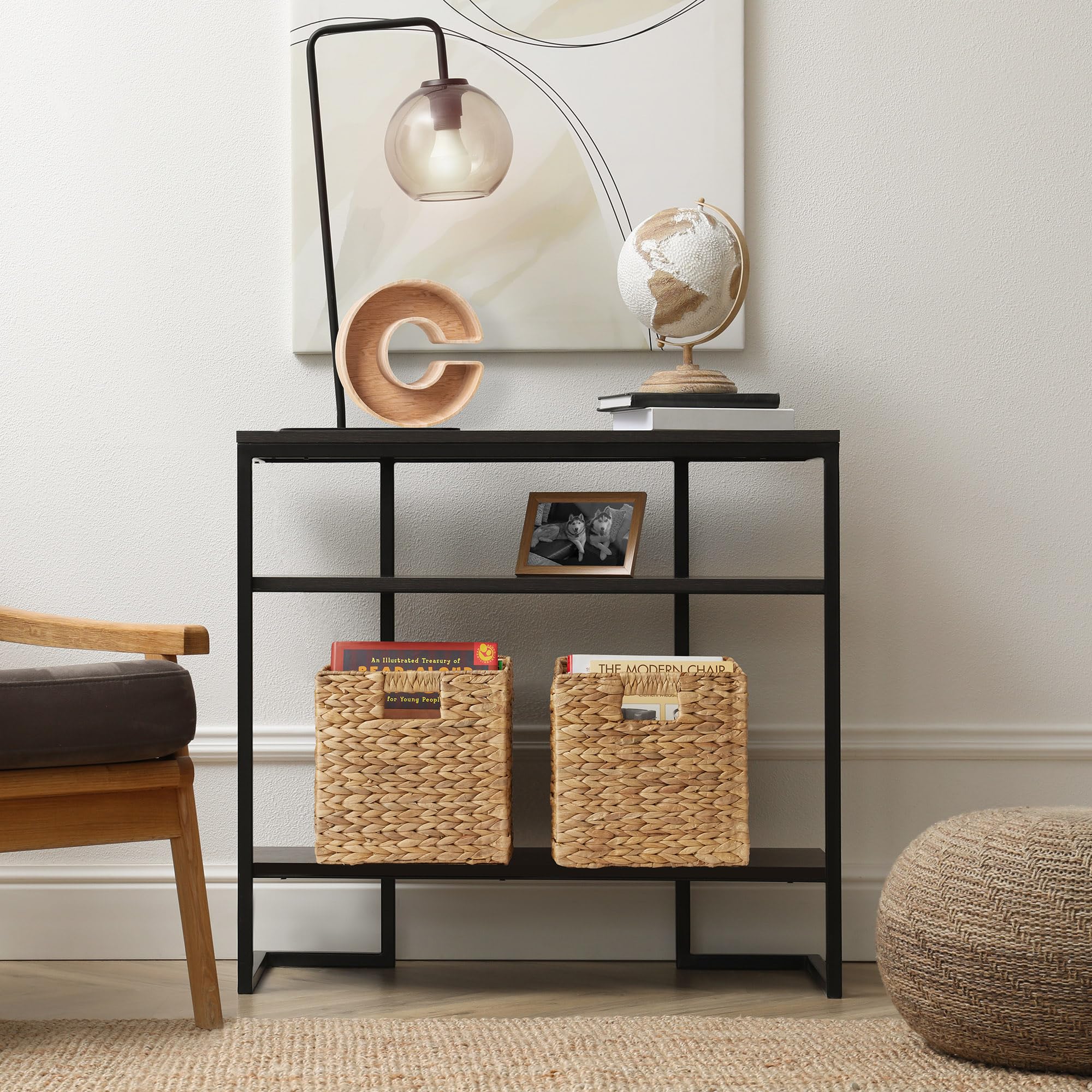 Casafield 10.5'' X 10.5'' Water Hyacinth Storage Baskets, Natural - Set Of 4 Collapsible Cube Organizers, Woven Bins For Bathroo