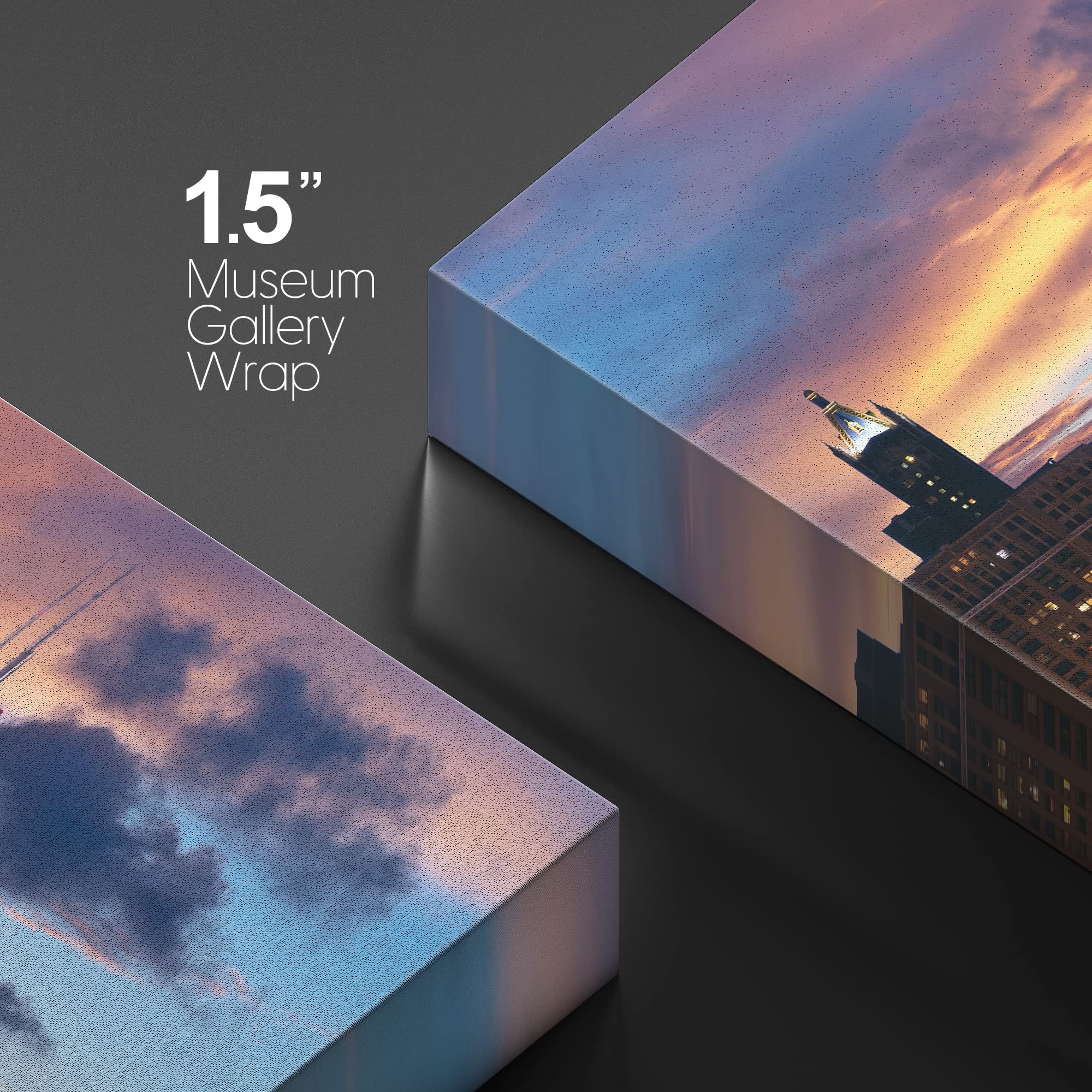 Wall26 Canvas Print Wall Art Chicago City Sunset Night Skyline Architecture & Maps Cityscape Photography Realism Global Scenic C