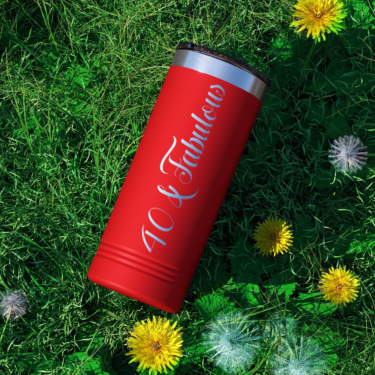 40 & Fabulous 22 Oz Skinny Tumbler 40Th Birthday Gifts For Women On Red Decorations Funny Present Vacuum Insulated Cup With Stra