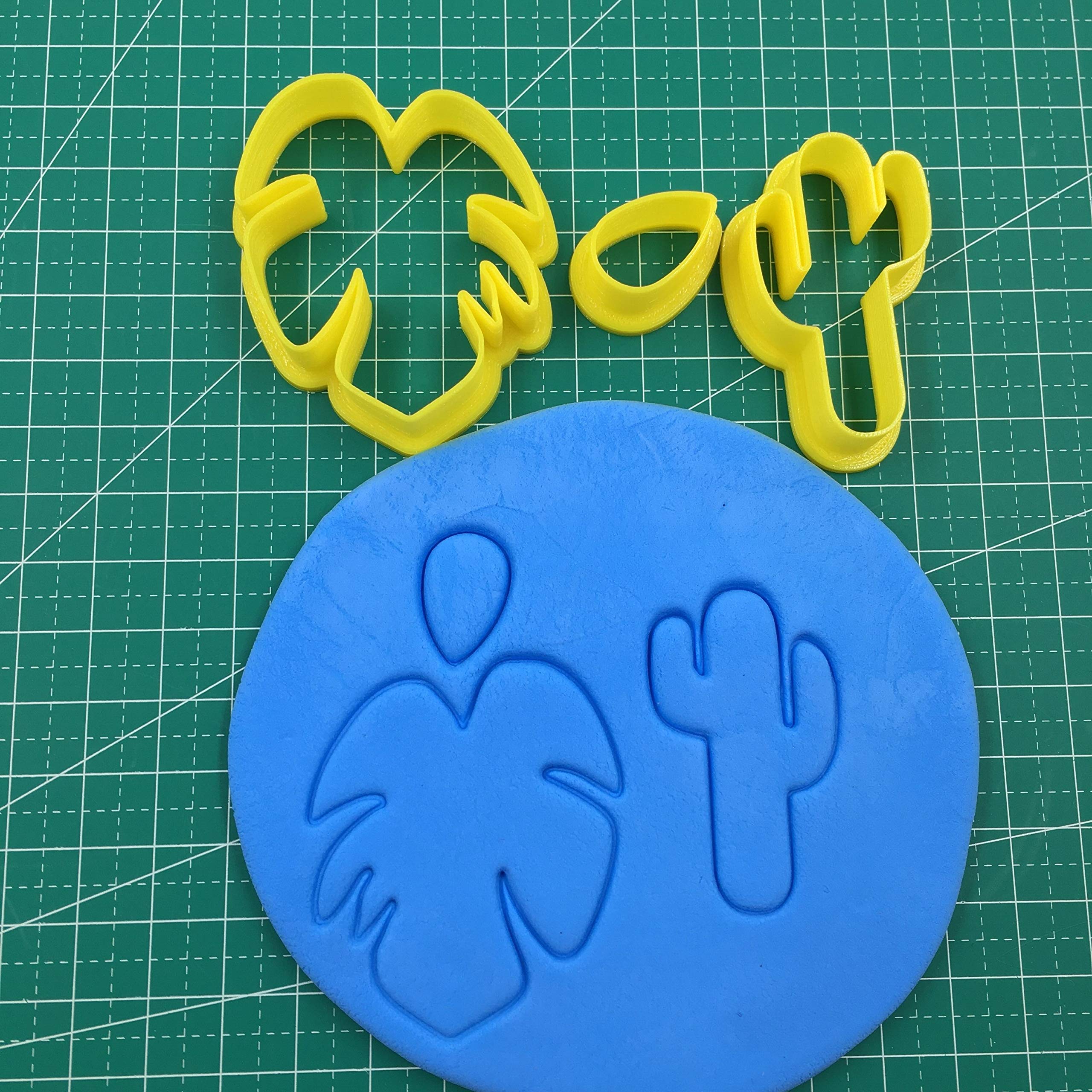 Chenrui Set Of 3 Cactus Tropical Leaf Hear Shaped Polymer Clay Cutter Set, Chocolate Molds