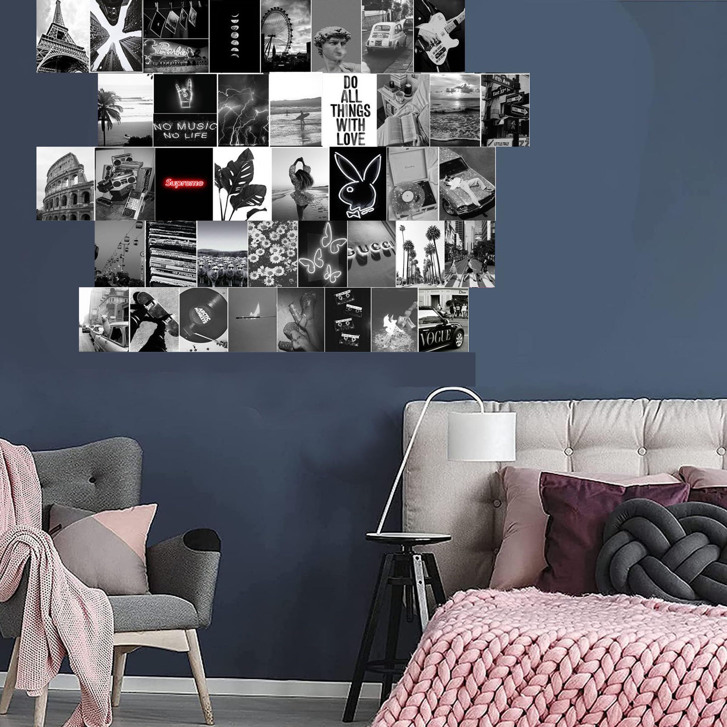 Michgar Black And White Collage Kit Pictures For Wall Decor,50 Set 4''X6''Prints Black And White Collage Kit Room Asthetic Image