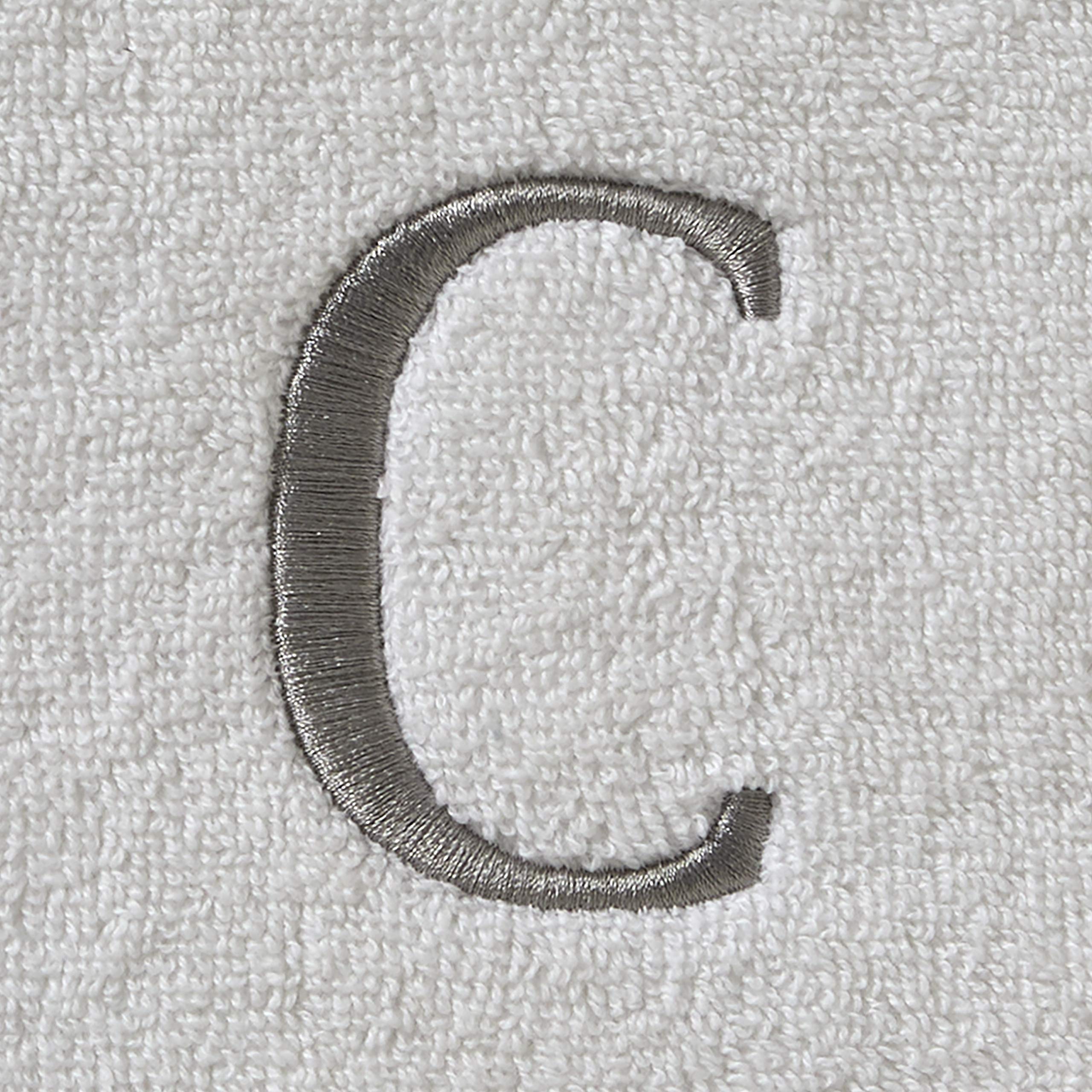 Skl Home Casual Monogram Hand Towel Set, C, 16X26, White 2 Count