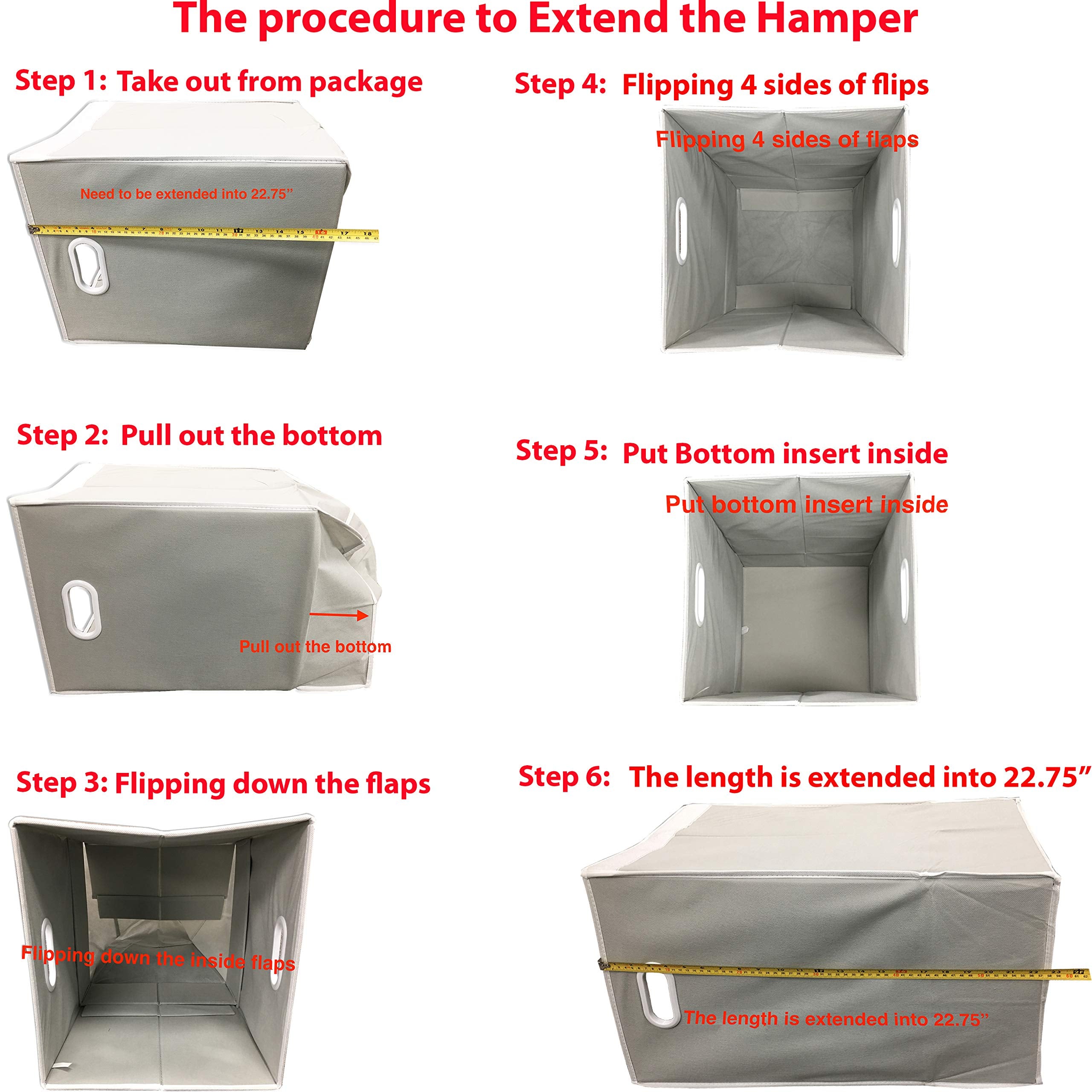 Simple Houseware Foldable Laundry Hamper Basket With Lid, Grey