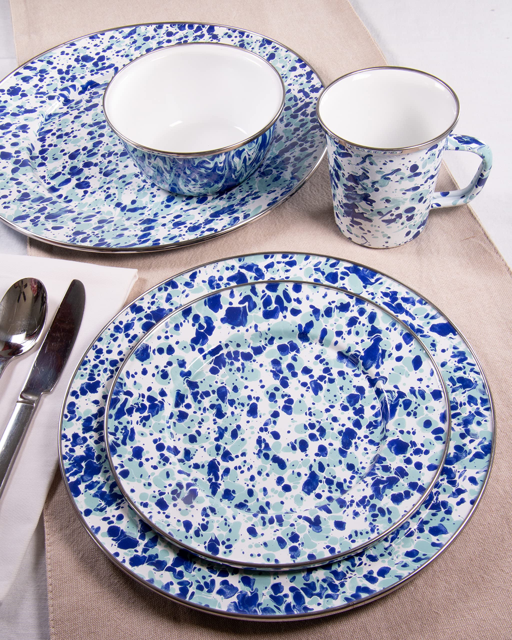 Golden Rabbit Enamelware - Ocean Swirl Pattern - 15.5'' Medium Tray