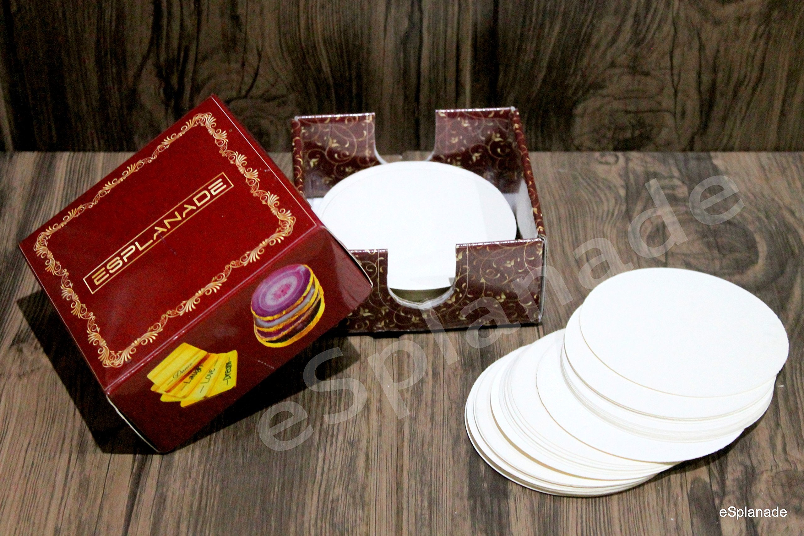 Esplanade Disposable Paper Coasters - Use And Throw Reversible Round Paper Coasters - Set Of 100 - White