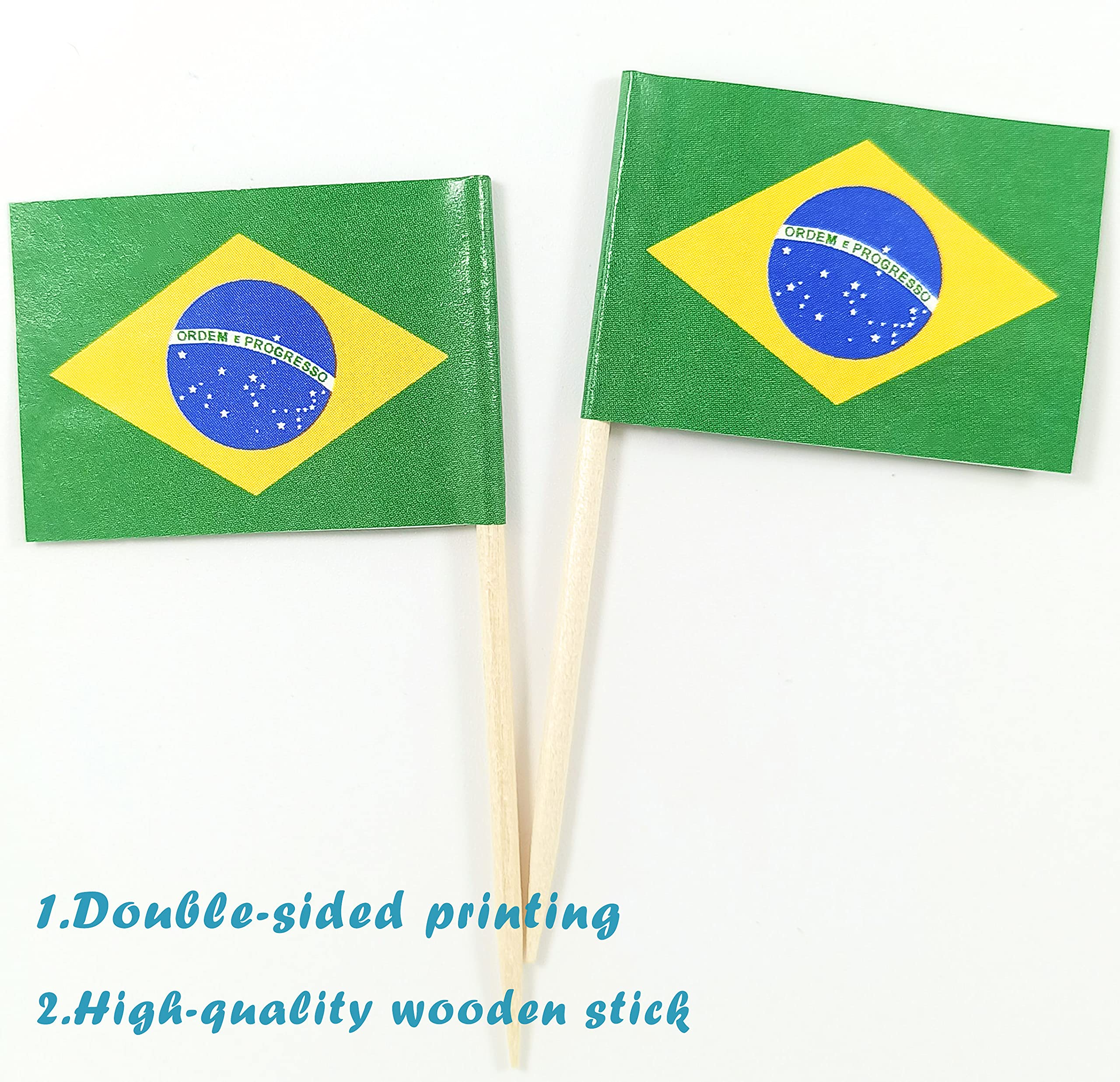 Jbcd Brazil Toothpick Flag Brazilian Mini Small Cupcake Topper Flags (100 Pcs)