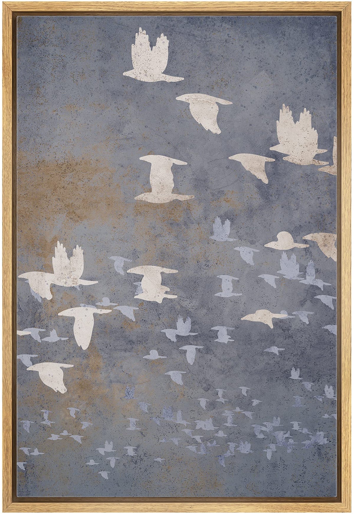 Nwt Framed Canvas Print Wall Art Pastel Flying Bird Collage Nature Wilderness Illustrations Modern Art Decorative Landscape Rust
